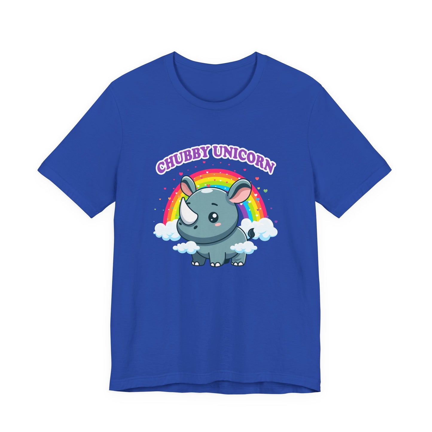 Chubby Unicorn T-Shirt – Cute Cartoon Rhino with Rainbow Graphic Tee