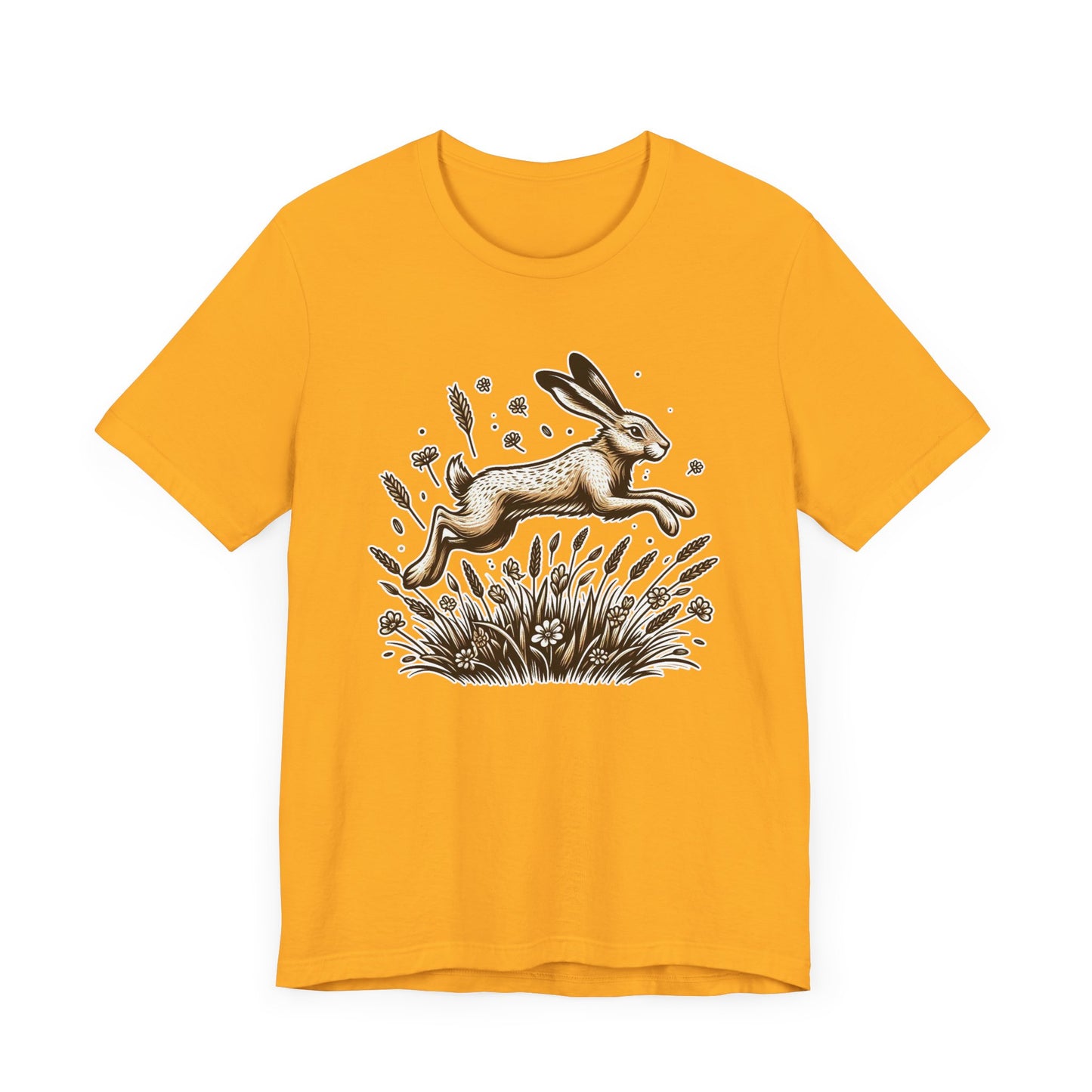 Leaping Lively Hare in Grain Field with Lush Grass Graphic T-Shirt