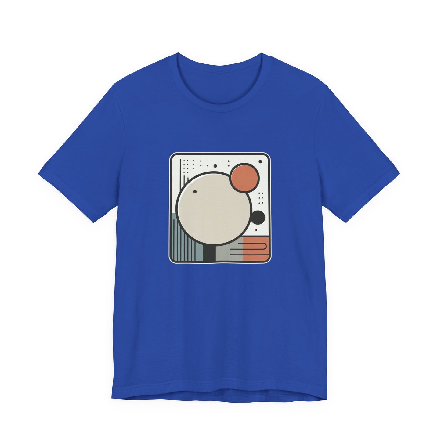 Less Is More Tshirt – Minimalist Geometric Rectangle with Colorful Circles and Lines