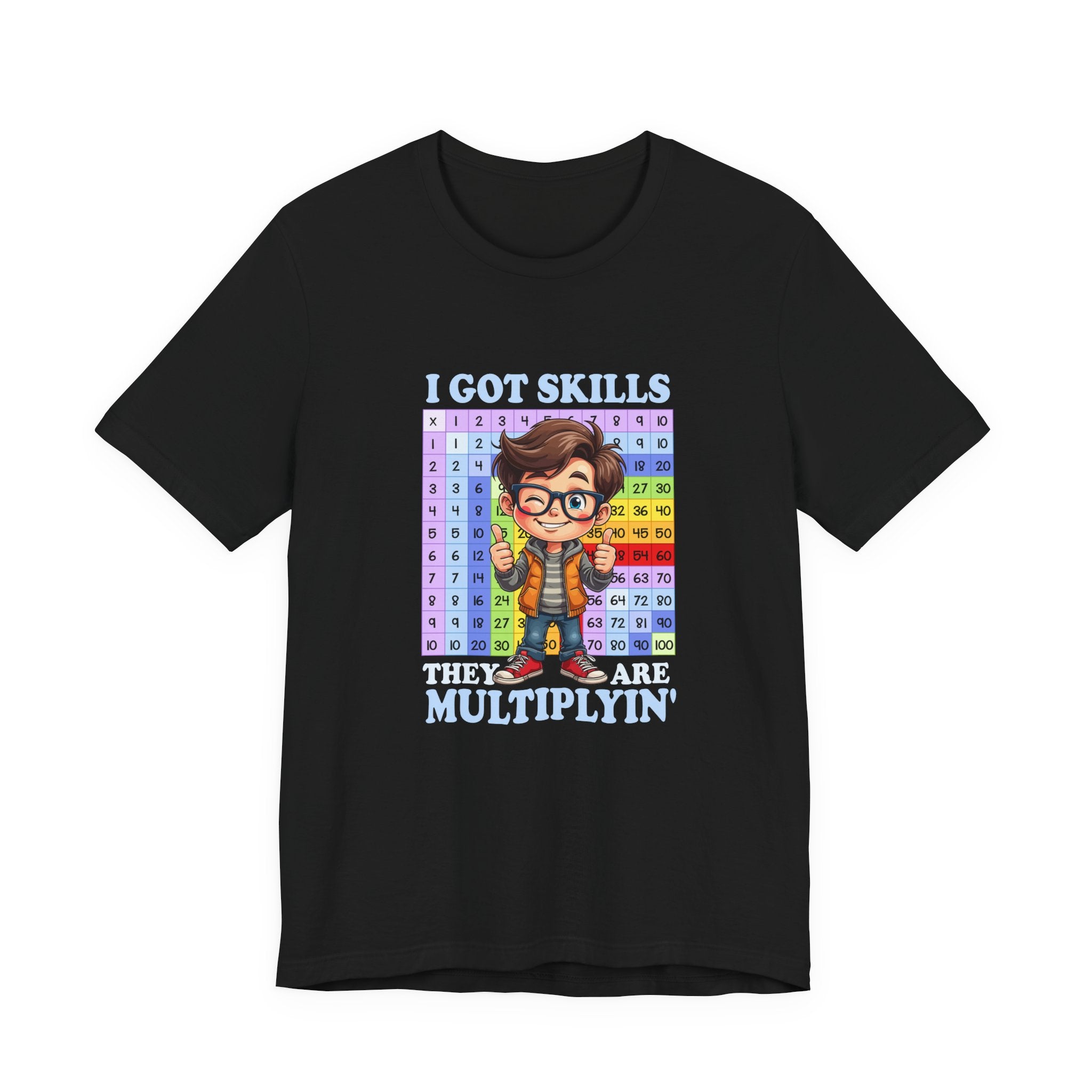 I Got Skills and They Are Multiplying Tshirt – Happy Boy with Thumbs Up & Numbers 1 to 100