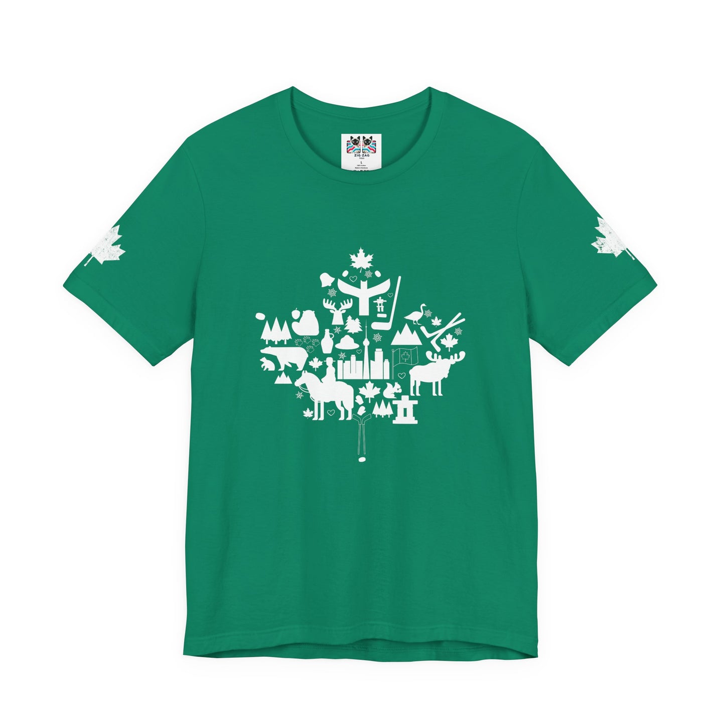 Canada Icons collage of iconic Canadian symbols Maple - White Print T-Shirt