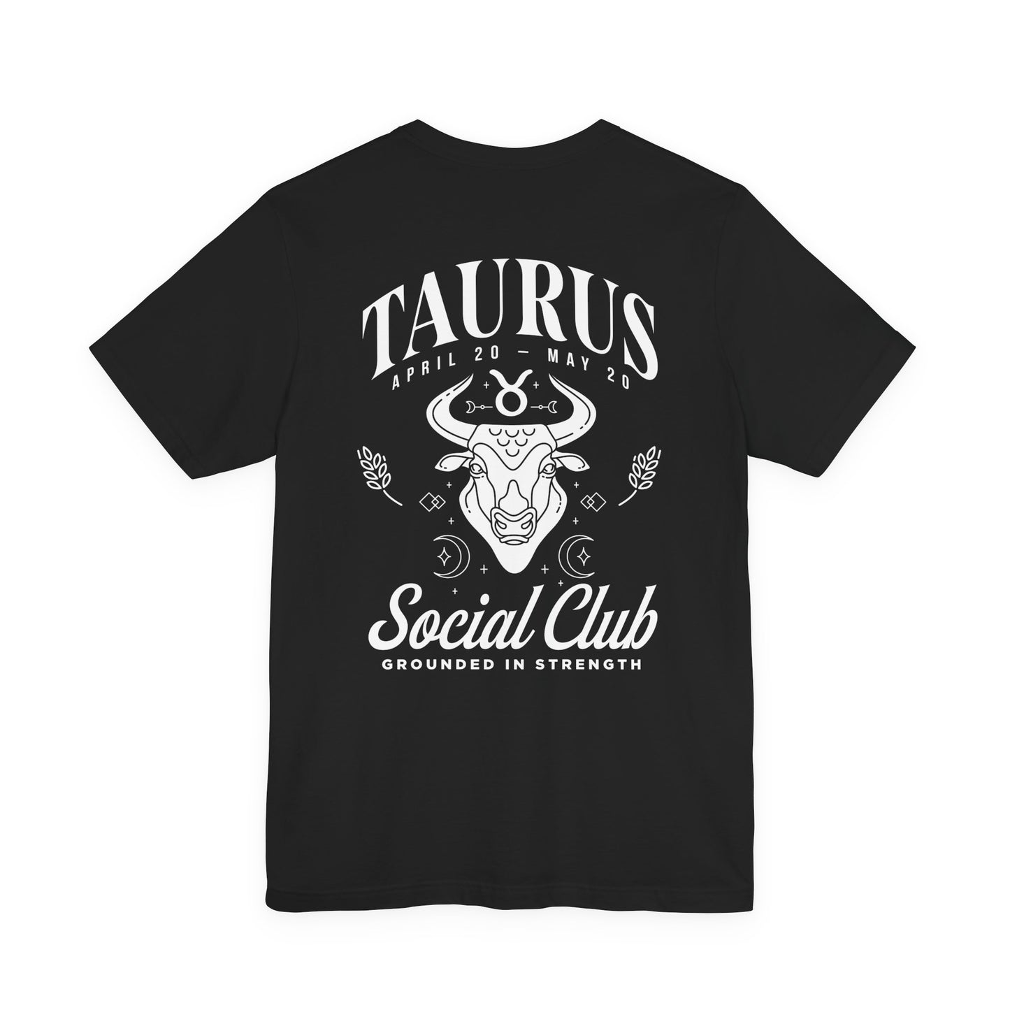 Taurus Zodiac T-Shirt – Bull Head with Astrological Wheel and Earth Element