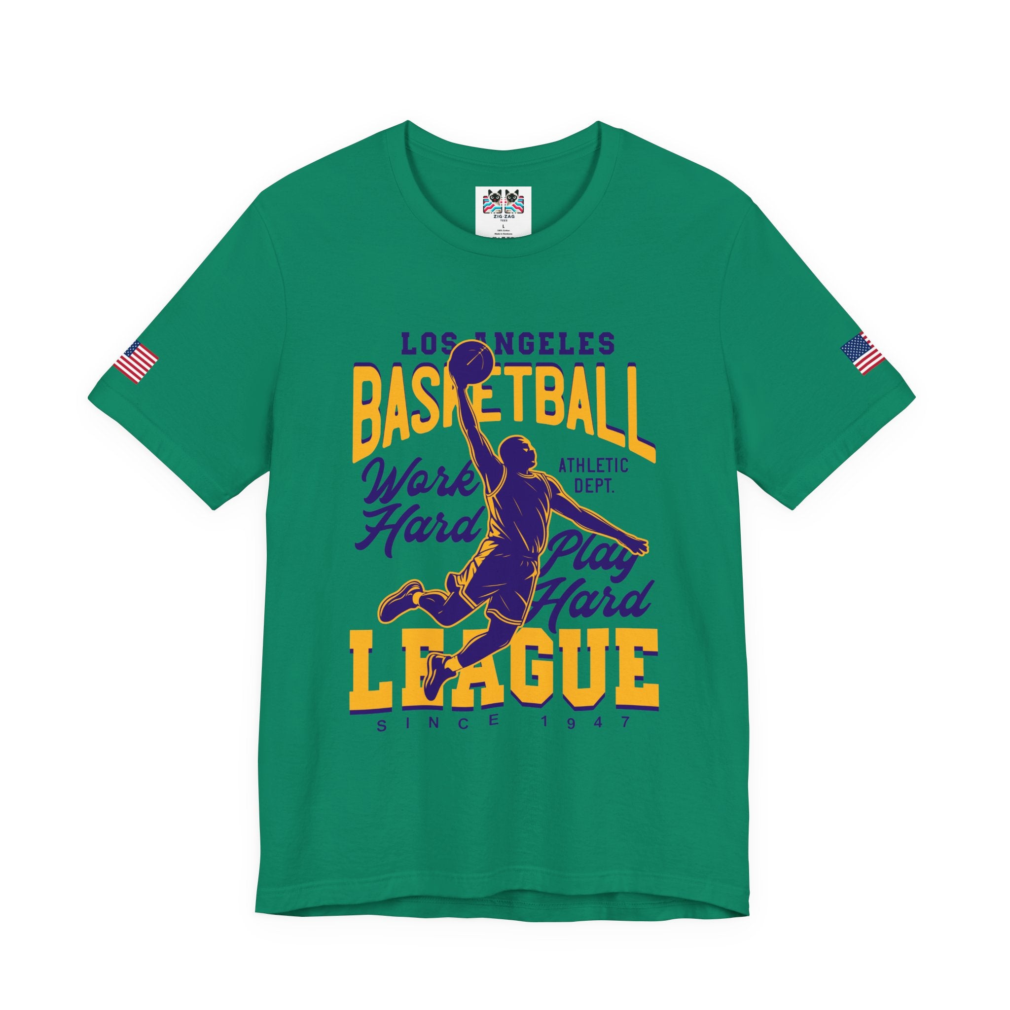 Los Angeles Basketball League T-Shirt – Work Hard Play Hard Athletic Dept Since 1947 Tee