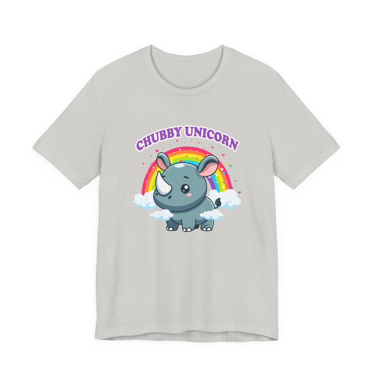 Chubby Unicorn T-Shirt – Cute Cartoon Rhino with Rainbow Graphic Tee