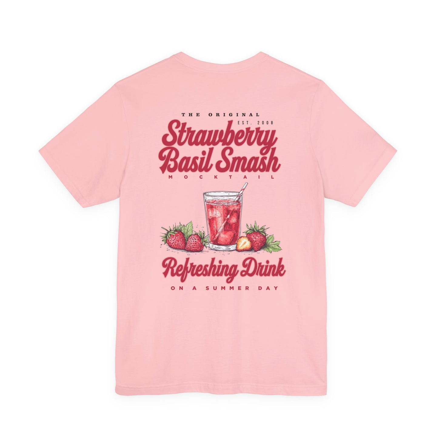 Strawberry Basil Smash Mocktail T-Shirt – Featuring Vibrant Summer Drink Graphic