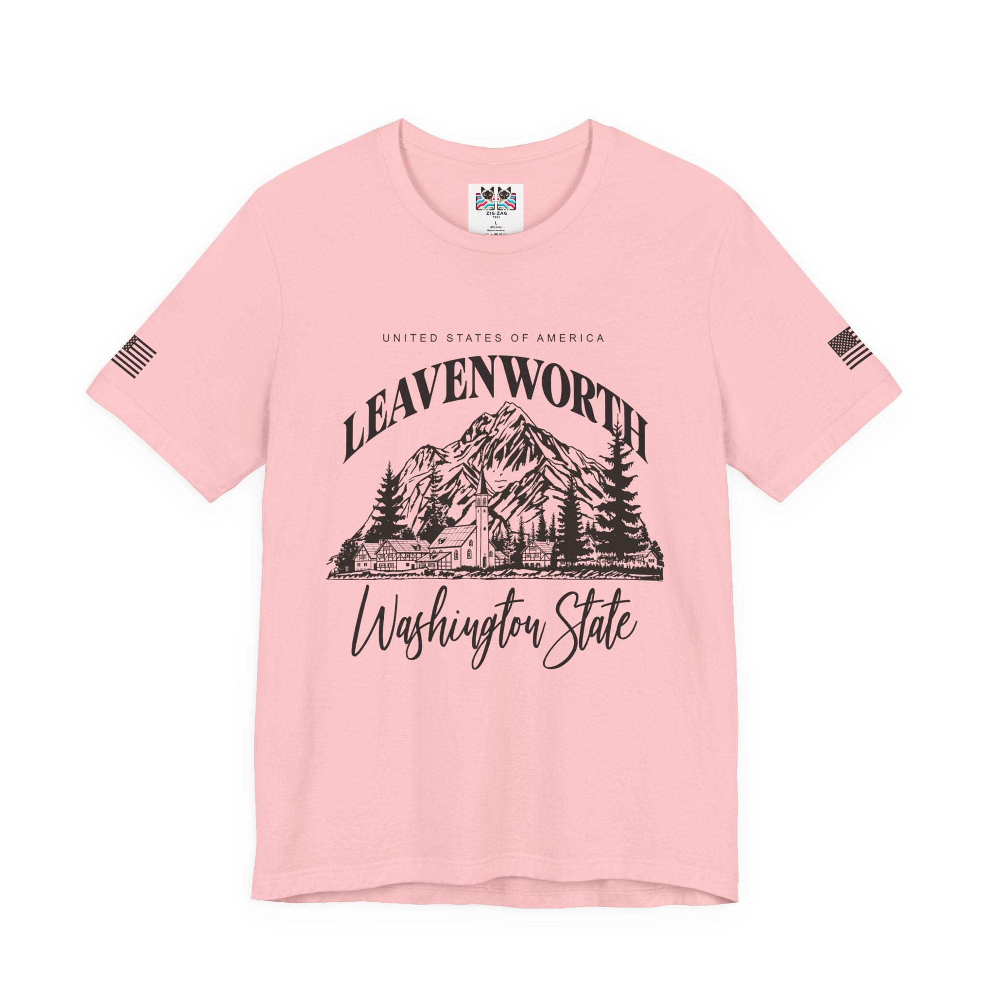 Leavenworth Washington State Bavarian Village Mountain Graphic T-Shirt | USA Souvenir Tee | Pacific Northwest Gift Shirt