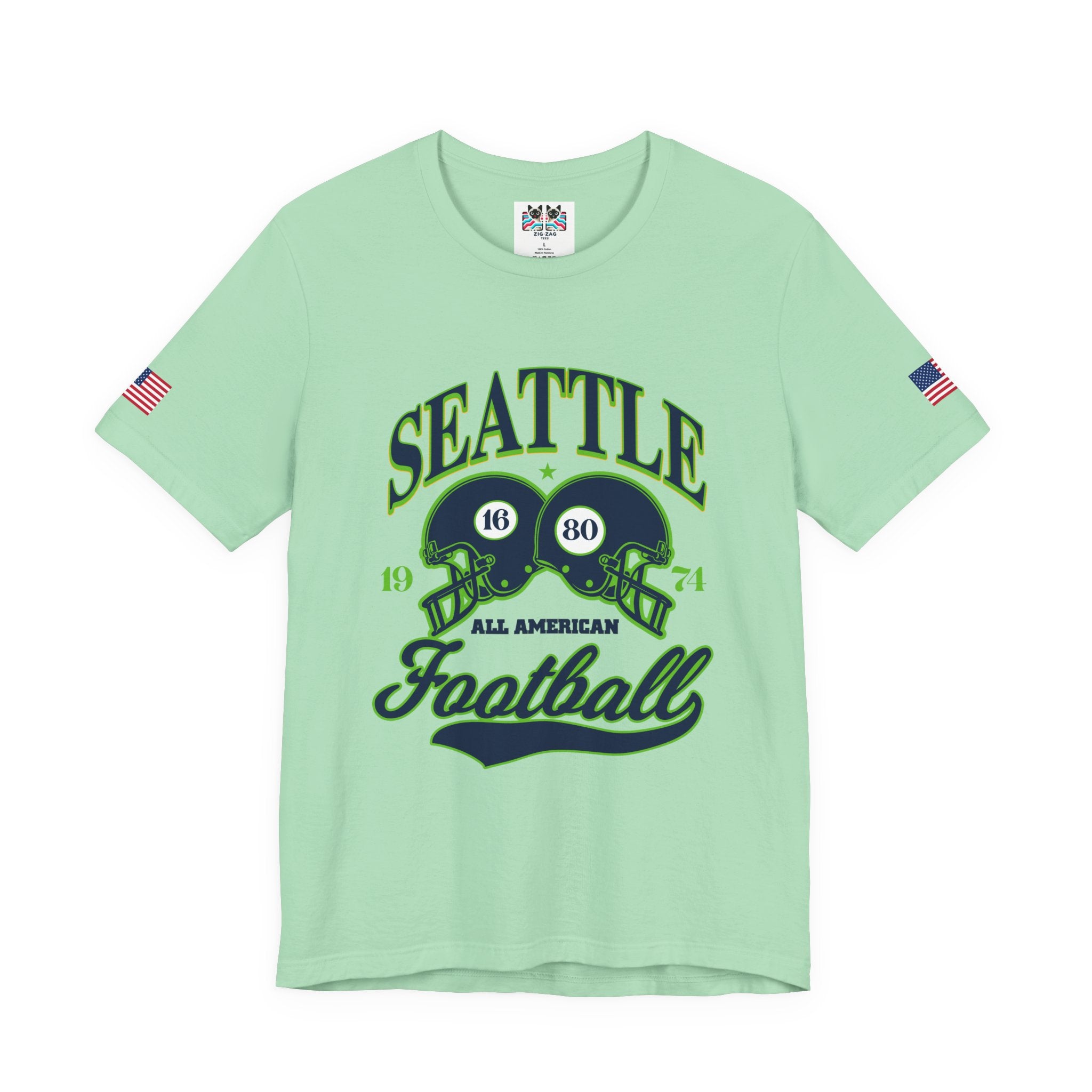 Seattle All American Football Retro Dual Helmet T-Shirt | Since 1974 Game Day Tee | Seattle Football Fan Shirt