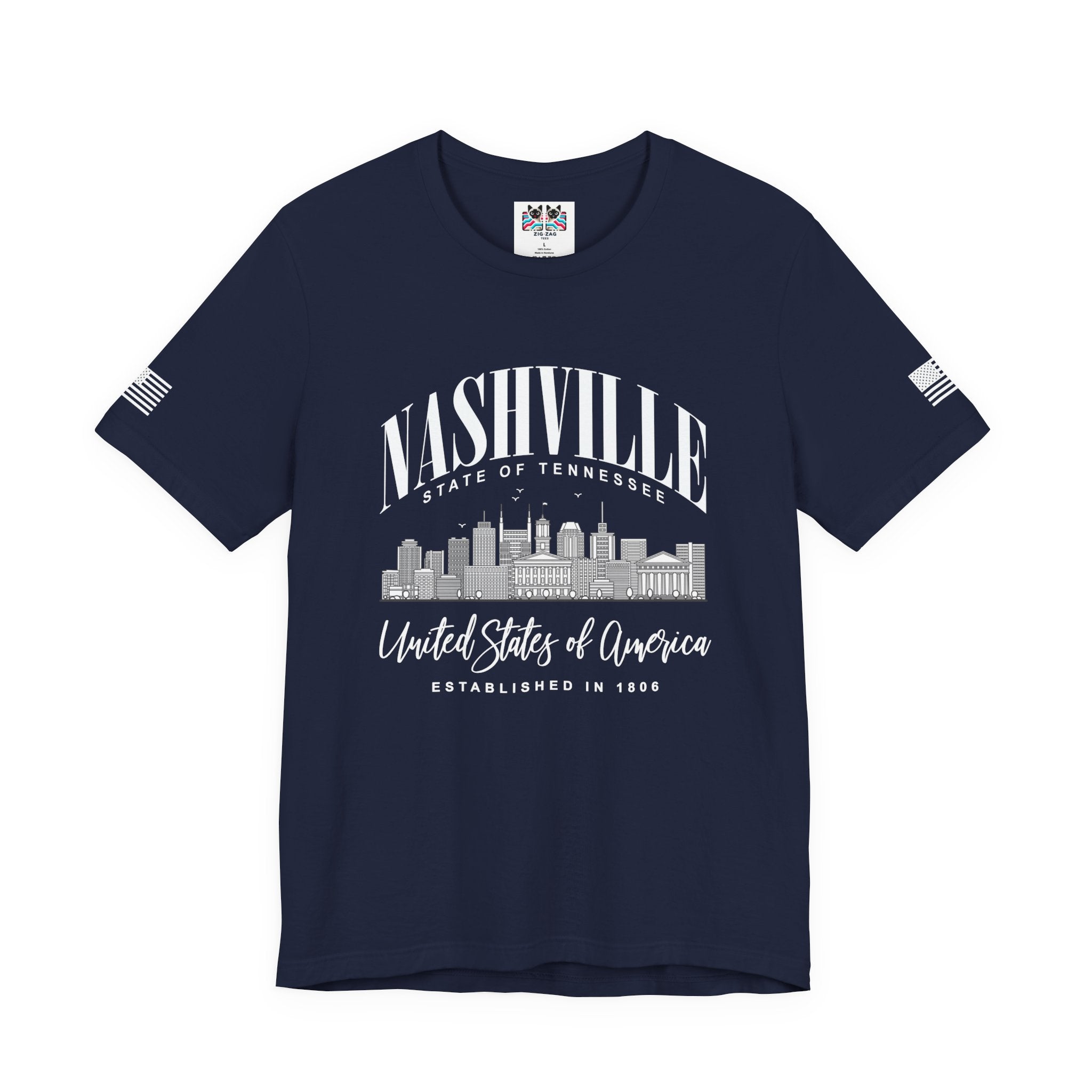 Nashville State of Tennessee T-Shirt – Arched Skyline United States of America Established 1806 Graphic Tee