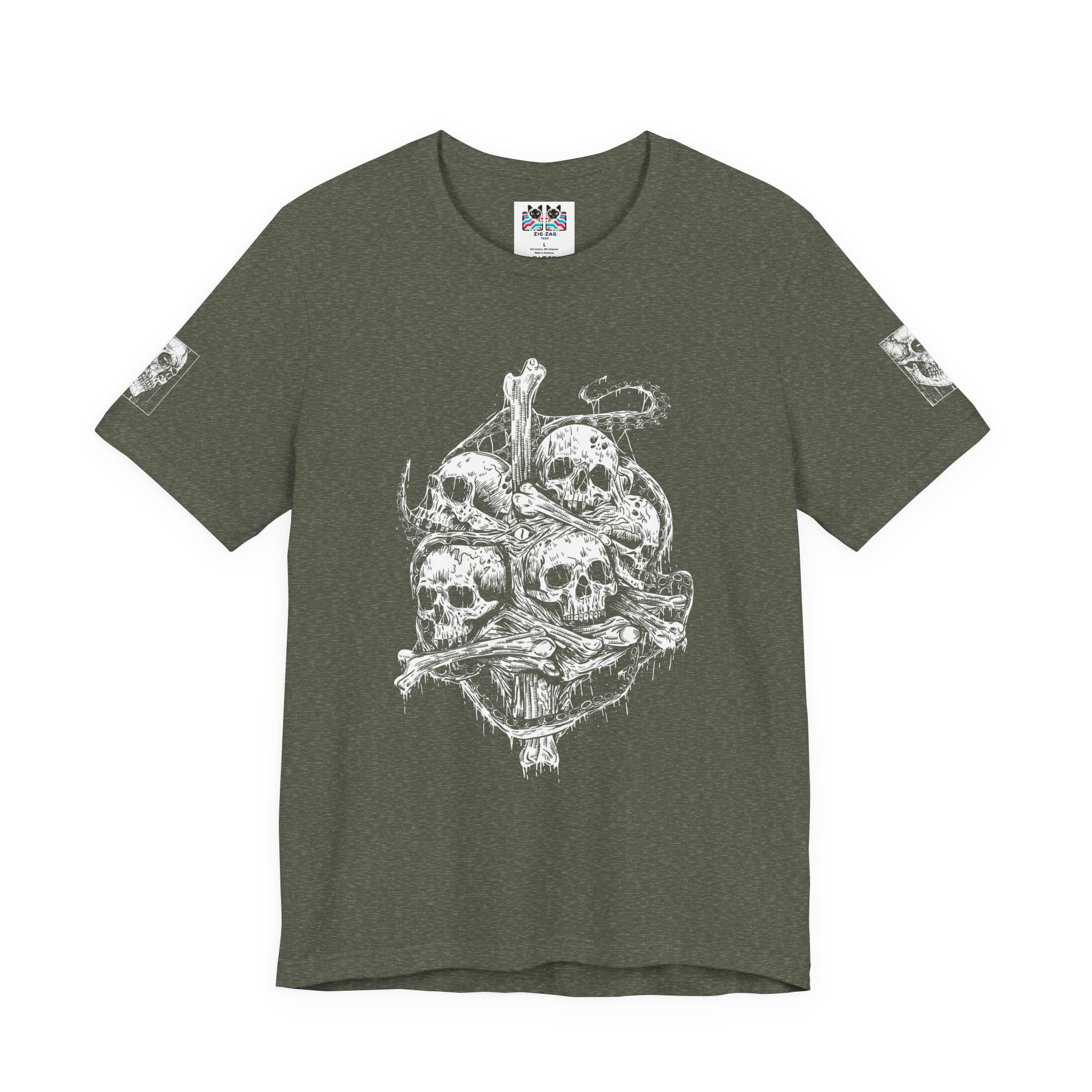 Gothic Skull Pile T-Shirt – Dark Horror Skeleton Art Graphic Tee