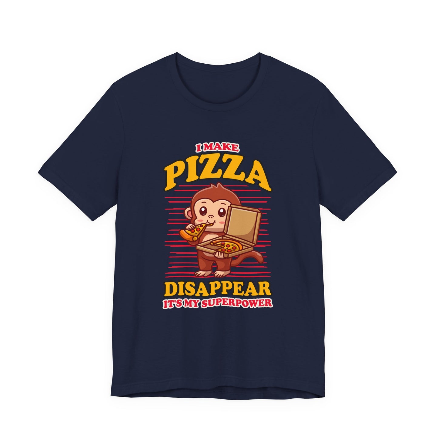 I Make Pizza Disappear T-Shirt – Funny Monkey With Pizza Box and Slice Graphic Tee