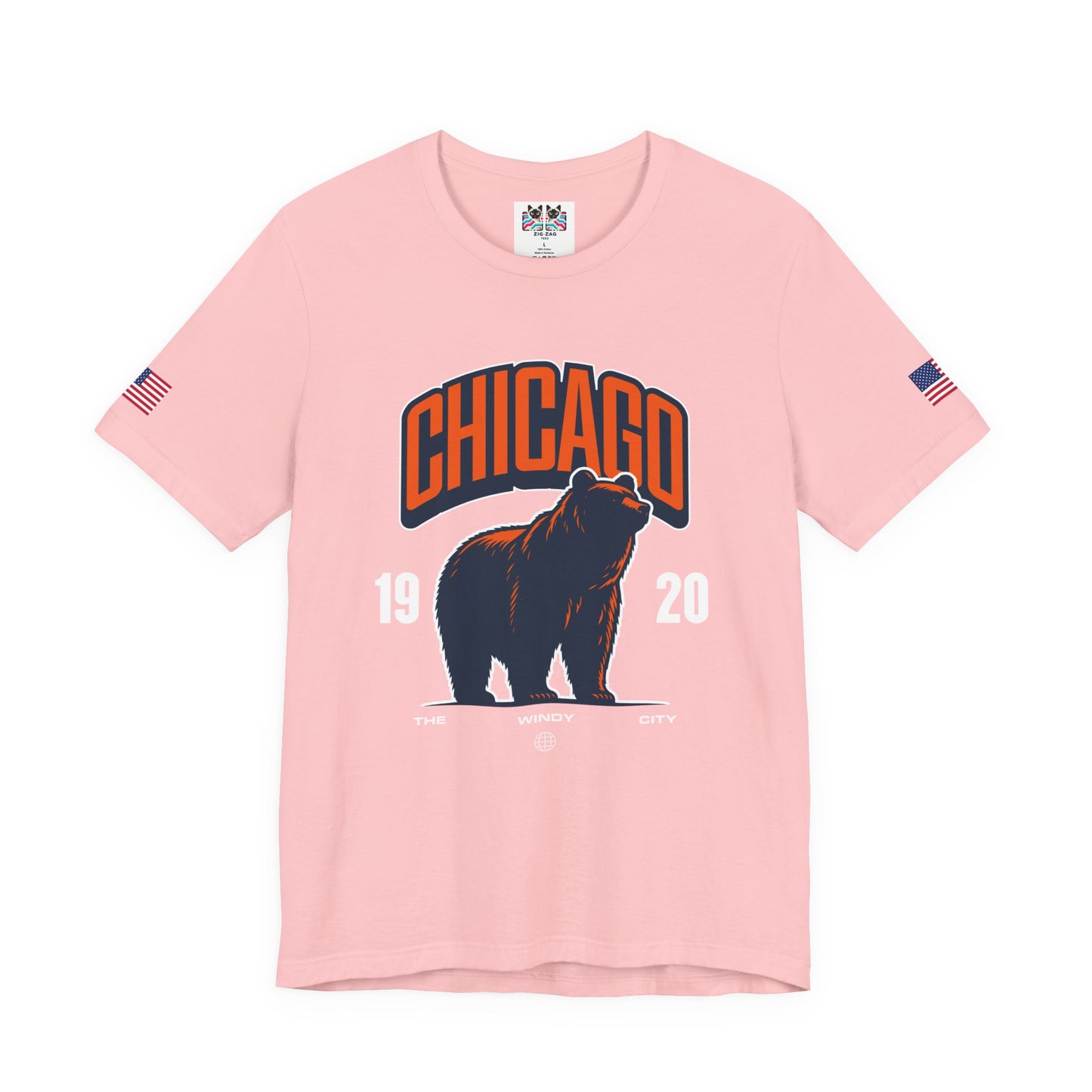 Chicago Bear T-Shirt - The Windy City 1920 Navy Orange Roaring Bear Mascot