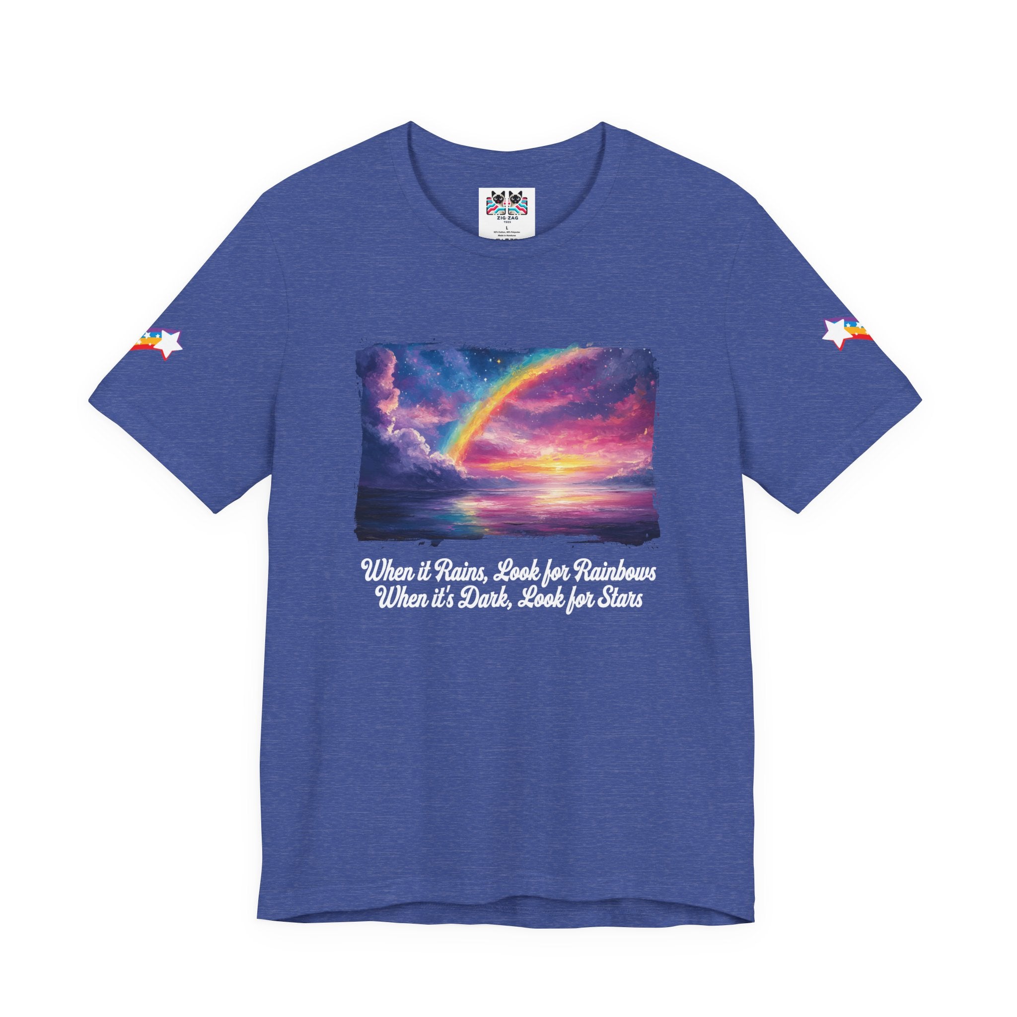 When It Rains Look for Rainbows T-Shirt – Inspirational Hope Optimism Quote Graphic Tee