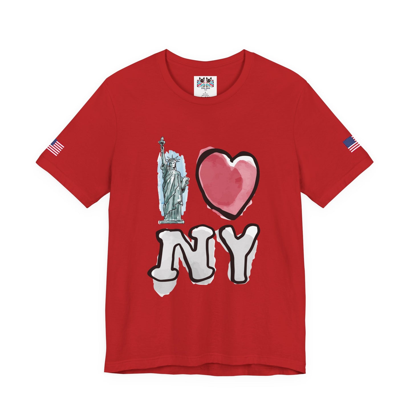 I Love NY T-Shirt - Statue of Liberty Pink Heart Black New York City Design
