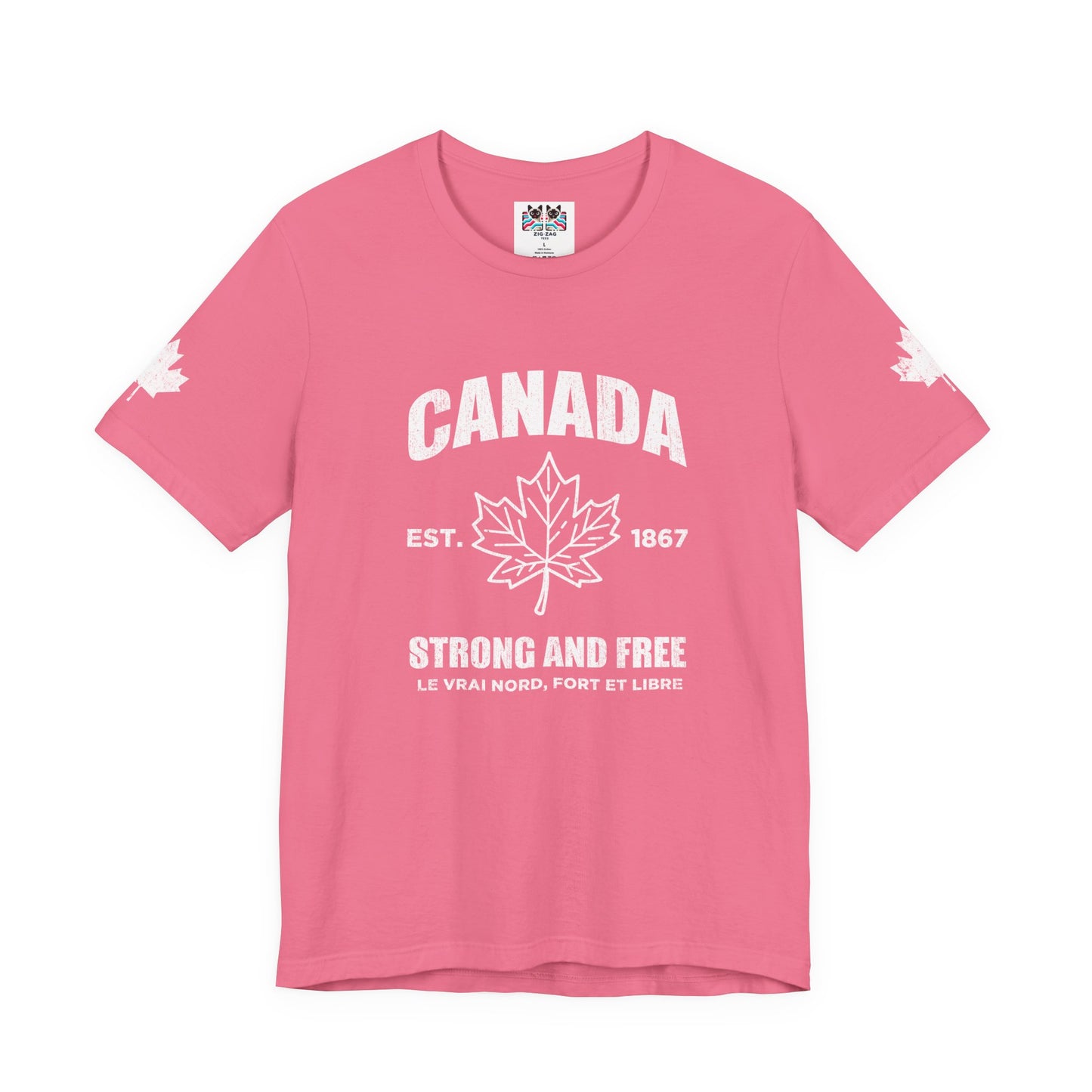 Canada Strong and Free Maple Heritage - White Print T-Shirt