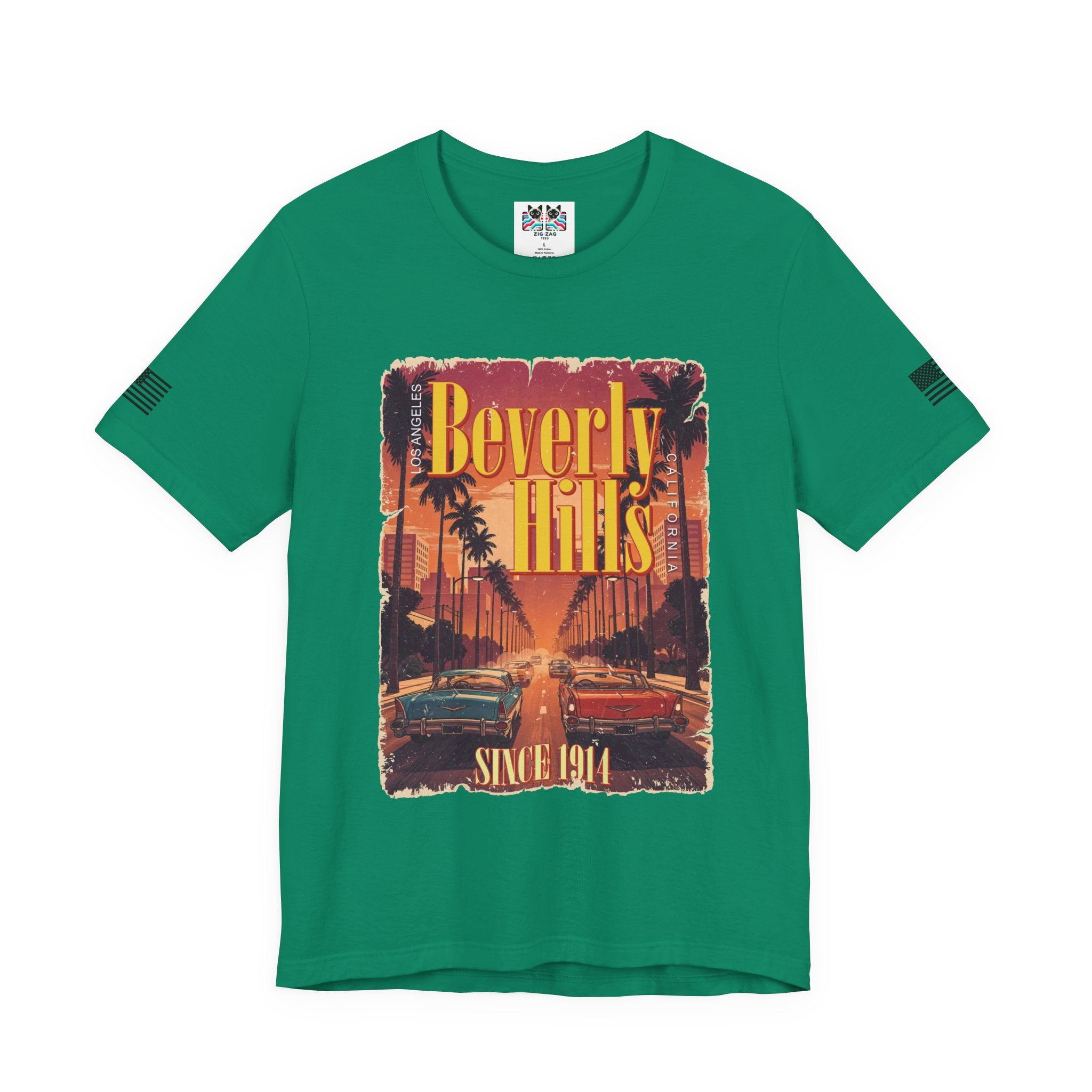Beverly Hills Los Angeles California T-Shirt – Since 1914 Classic Cars Sunset Street Tee