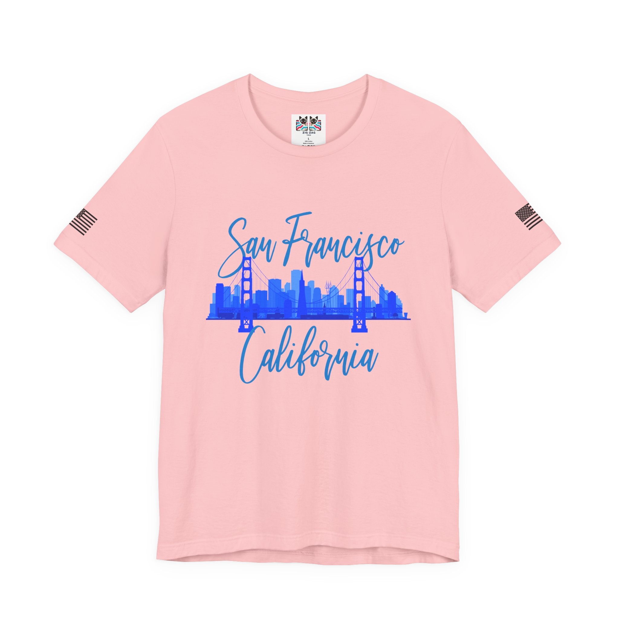 San Francisco California T-Shirt, Golden Gate Bridge Skyline Cursive Script Tee, SF California Souvenir Shirt, Bay Area Travel Gift, Unisex