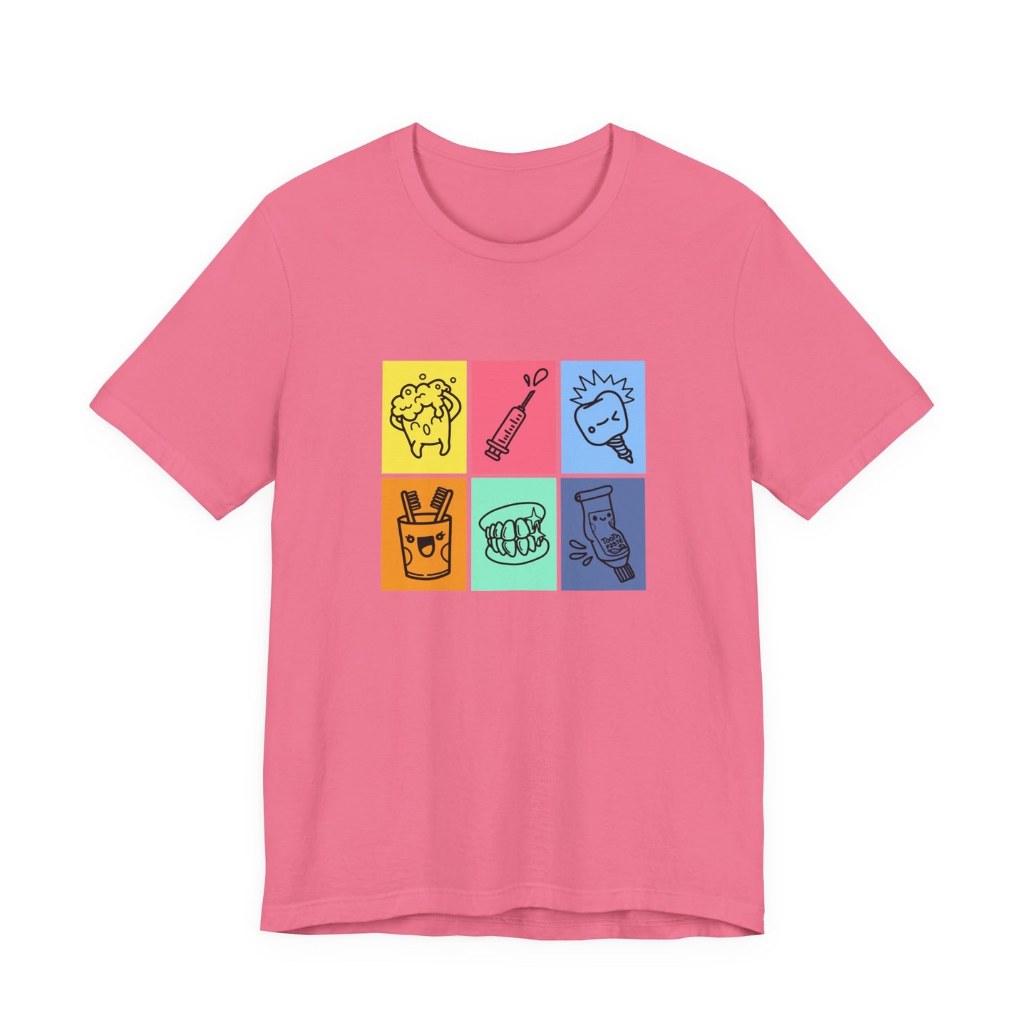 Colorful Dental Fun T Shirt Six Box Tooth Bath Syringe Implant Smile Toothpaste