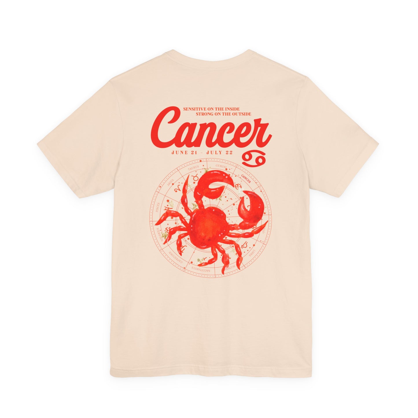 Cancer Zodiac T-Shirt – Crab with Astrological Wheel and Water Element