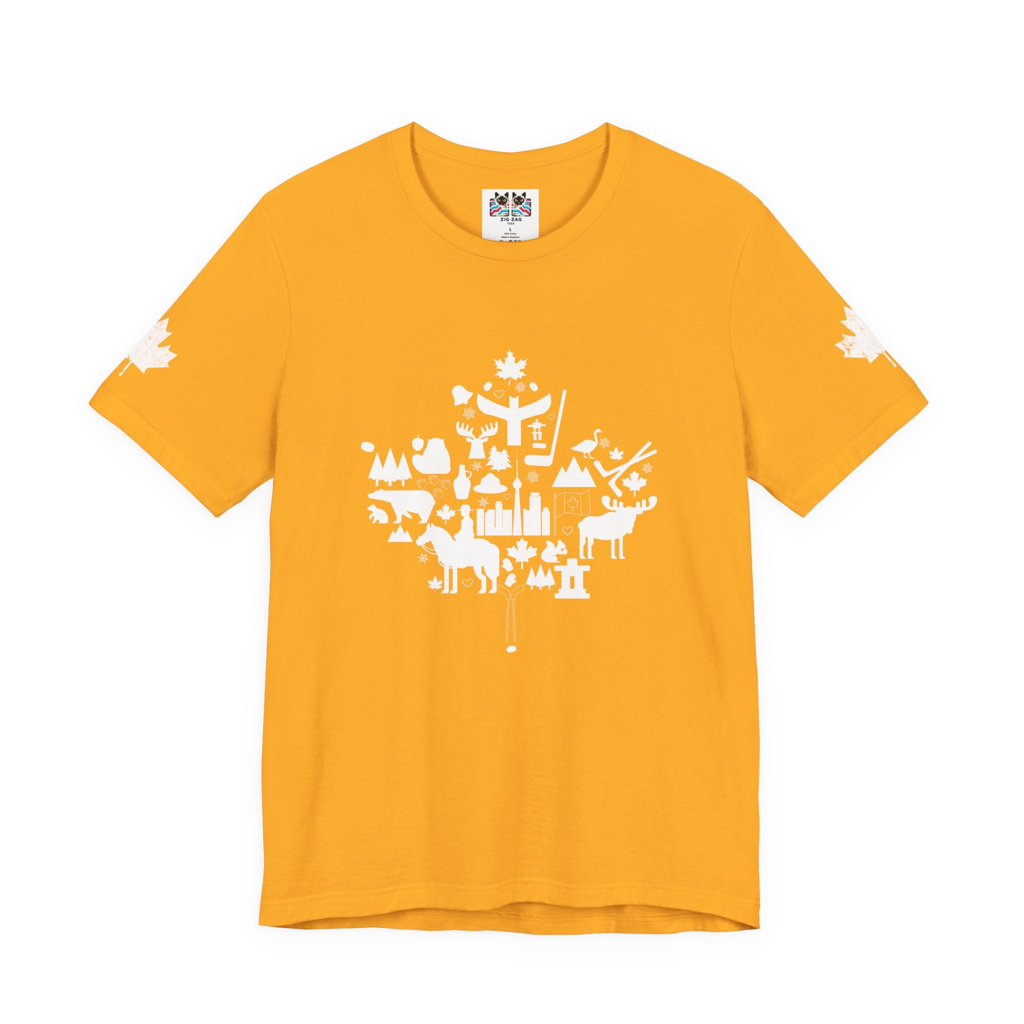 Canada Icons collage of iconic Canadian symbols Maple - White Print T-Shirt