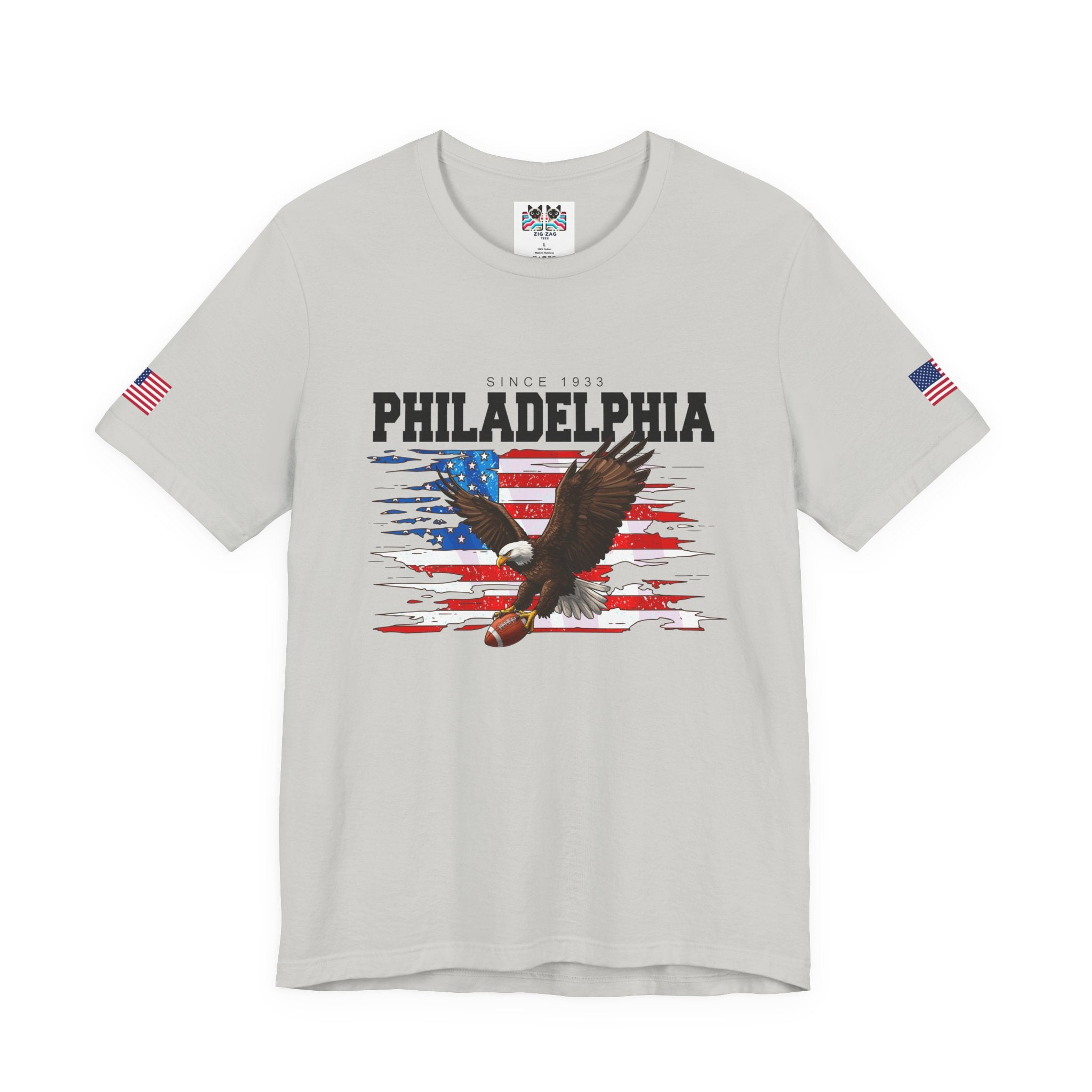 Philadelphia Eagles Since 1933 Bald Eagle American Flag Football T-Shirt | Patriotic Philly Fan Shirt | Game Day Tee