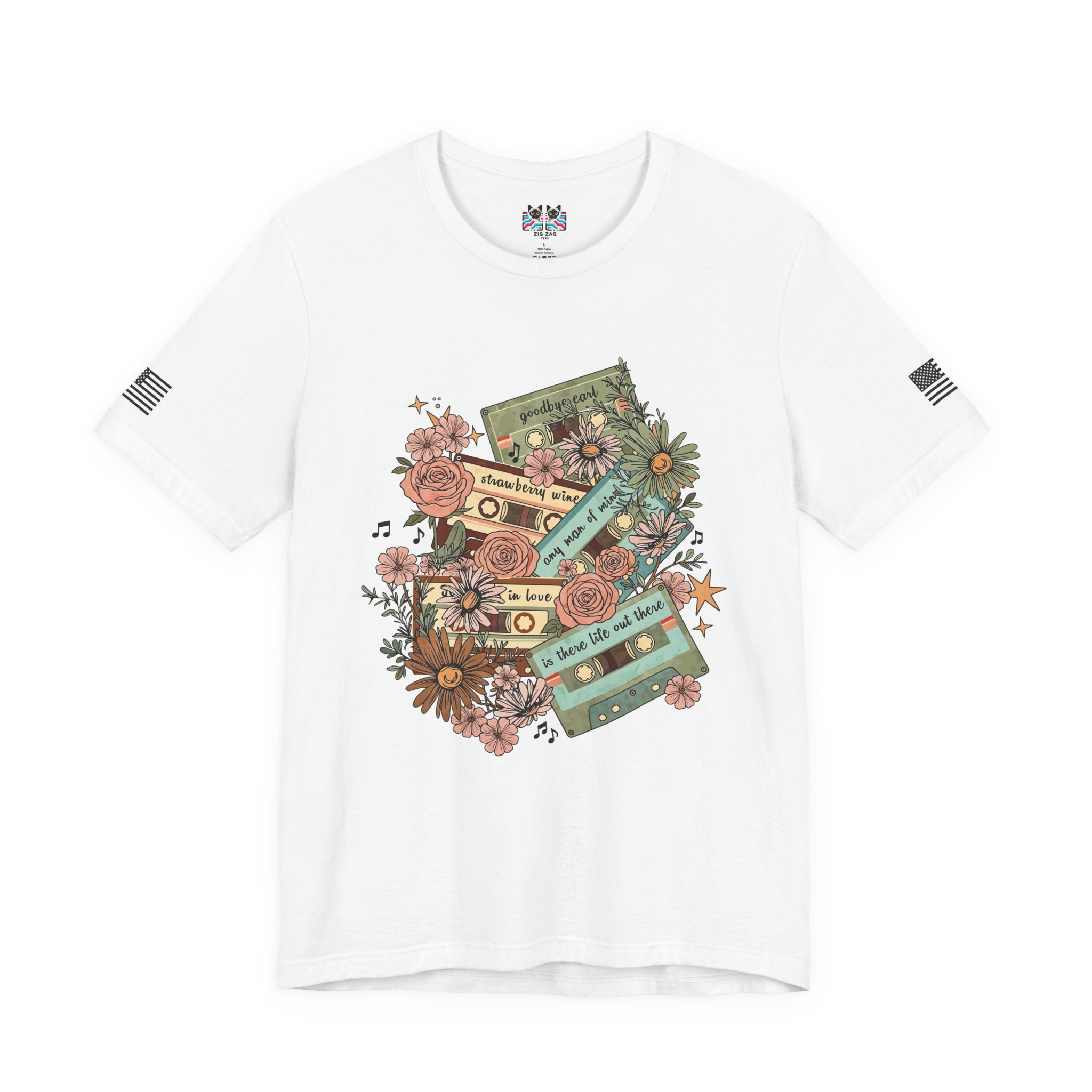 Country Music Cassette Tapes T-Shirt – Retro Floral Classic Country Songs Graphic Tee
