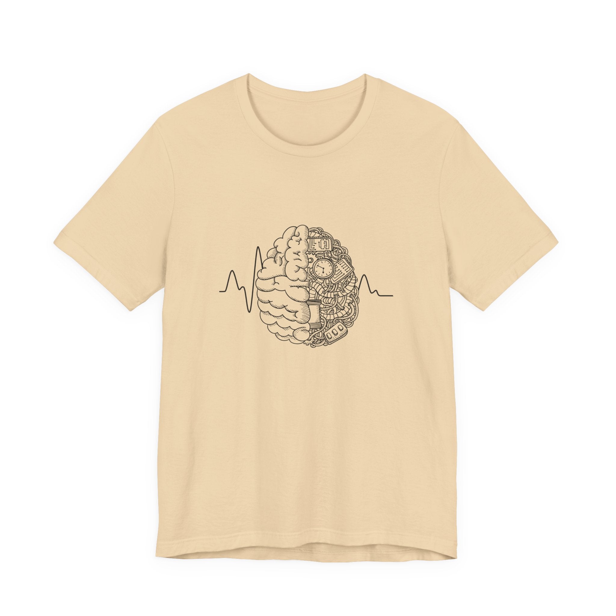Human Brain Split Design Tshirt – Life Line with Nature & Man-Made Elements