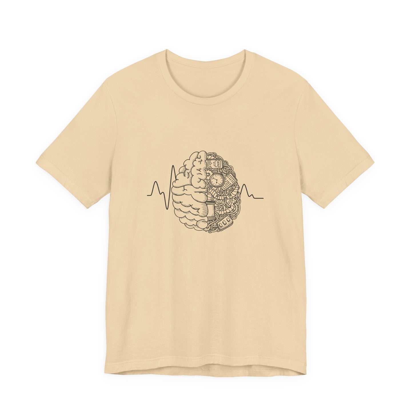 Human Brain Split Design Tshirt – Life Line with Nature & Man-Made Elements