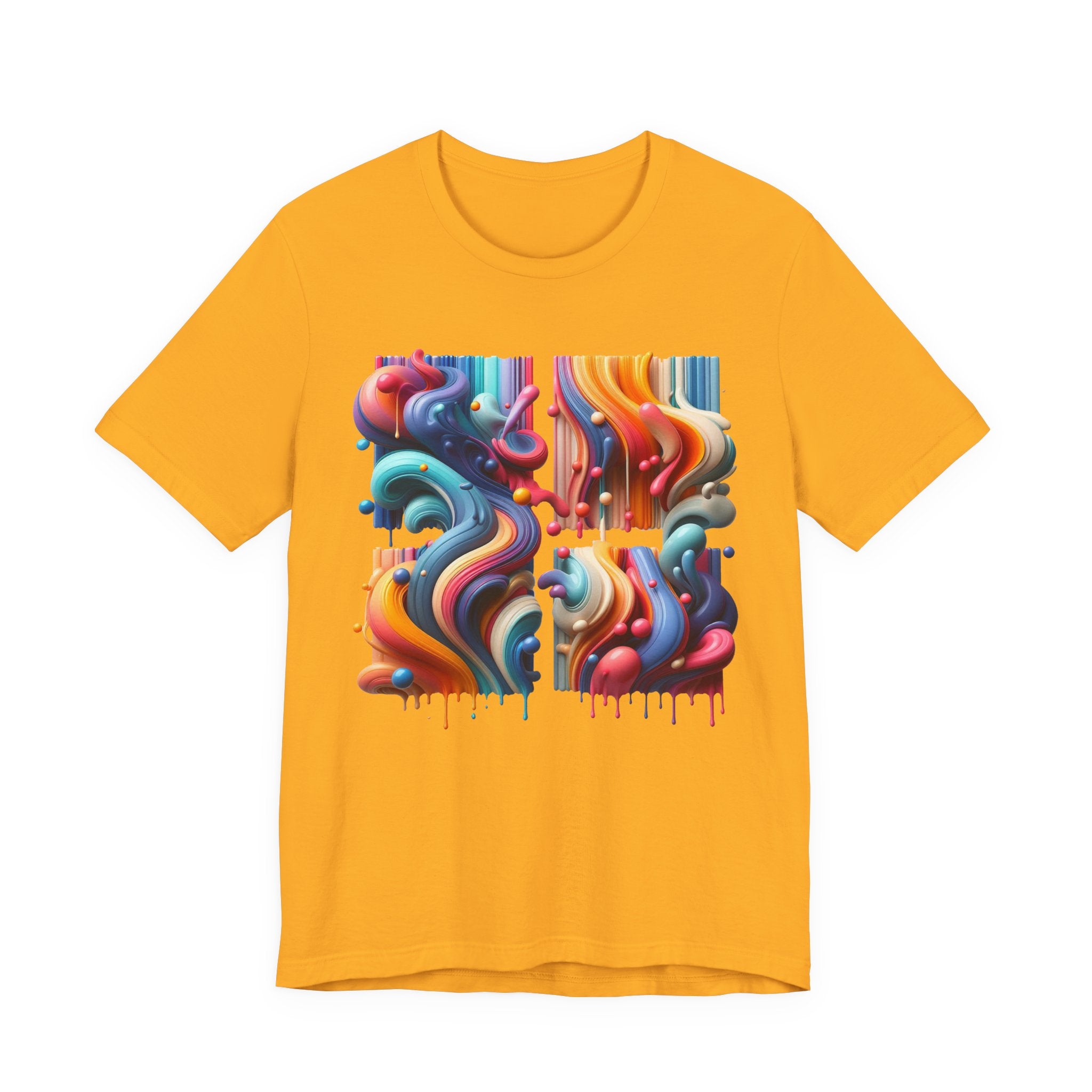 Drip Fusion Squares – Colorful Abstract Drip Art T-Shirt