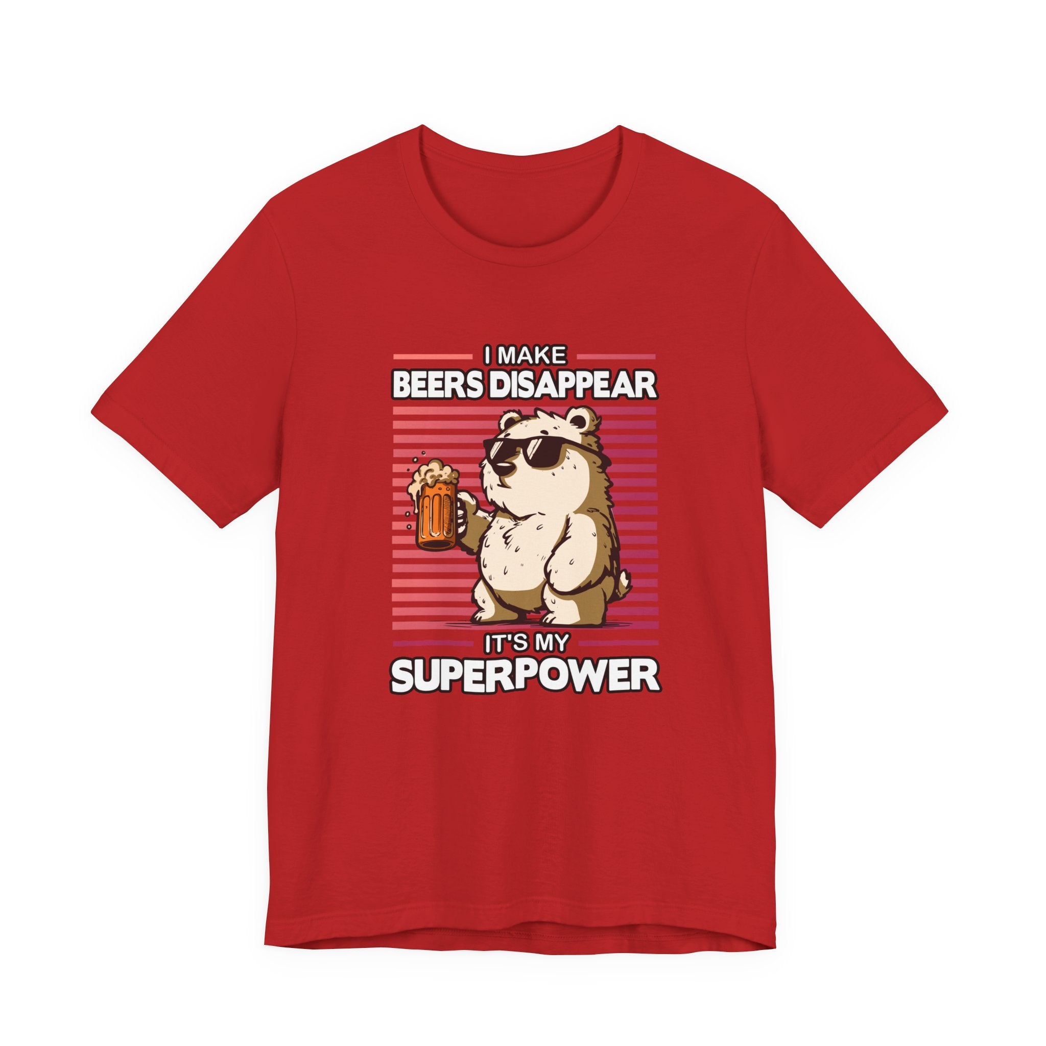 I Make Beers Disappear T-Shirt – Cool Bear With Sunglasses and Beer Funny Graphic Tee