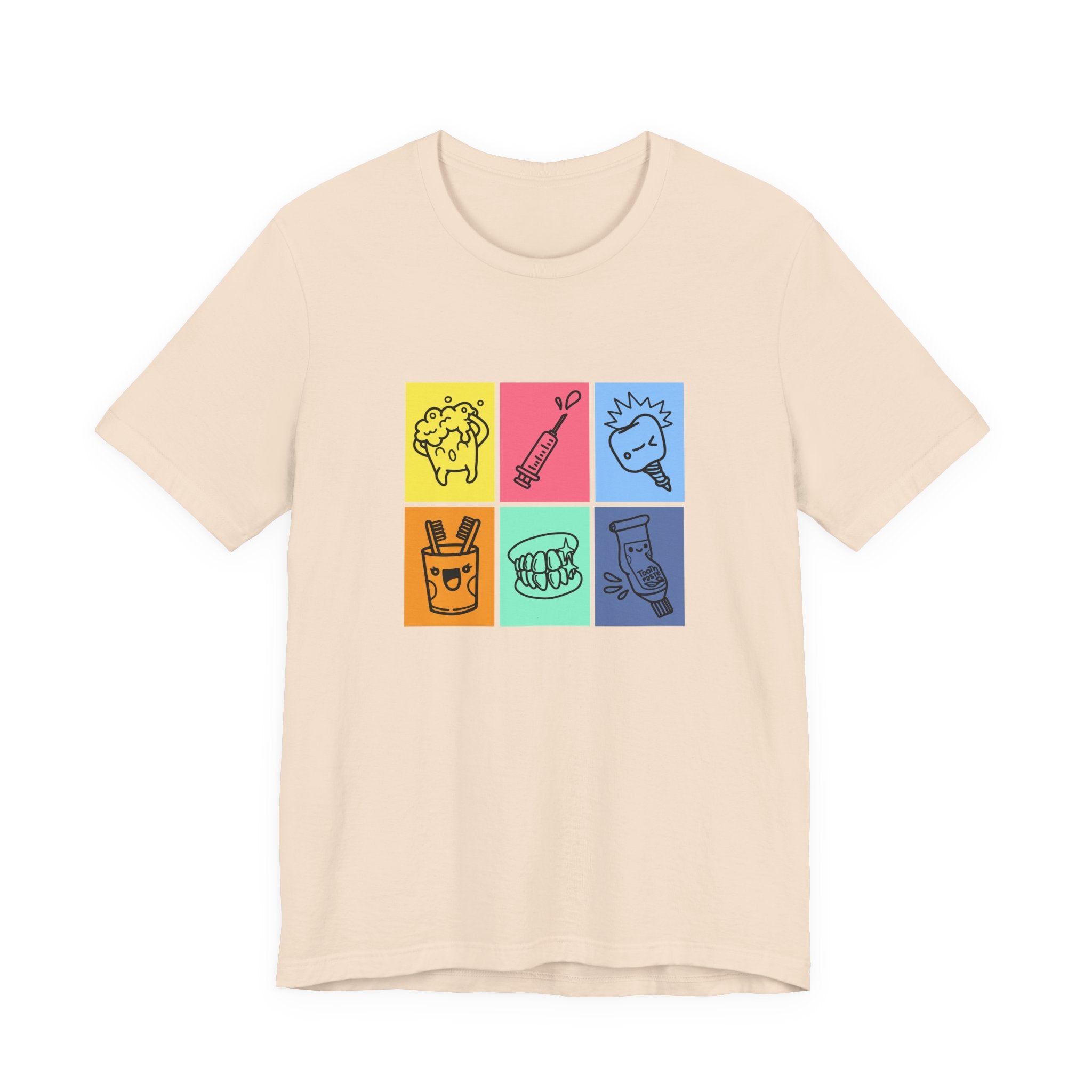 Colorful Dental Fun T Shirt Six Box Tooth Bath Syringe Implant Smile Toothpaste