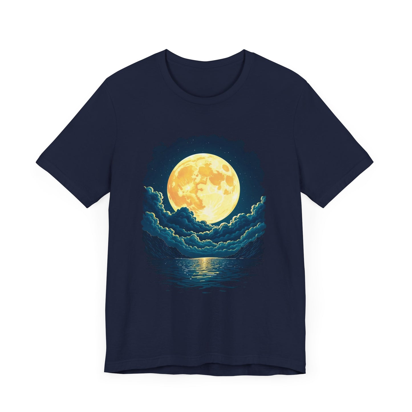 Full Moon Over Water T-Shirt – Night Sky and Clouds Graphic Tee
