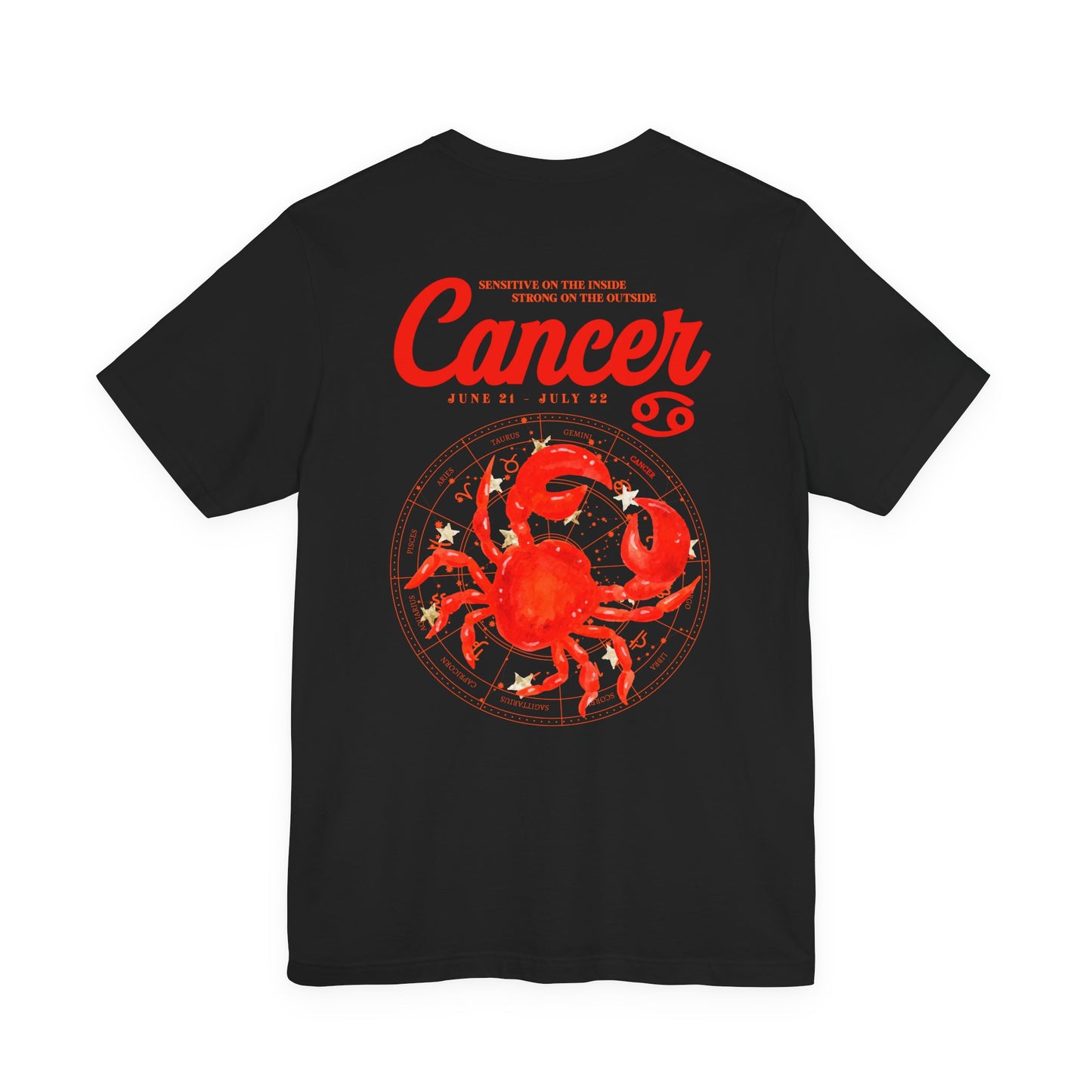 Cancer Zodiac T-Shirt – Crab with Astrological Wheel and Water Element