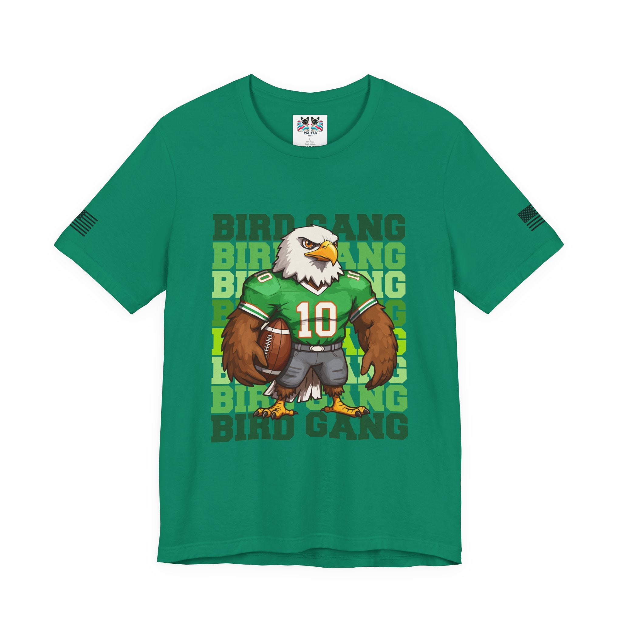 Bird Gang T-Shirt – Stacked Repeat Typography Eagle Football Mascot Graphic Tee Philadelphia Fan