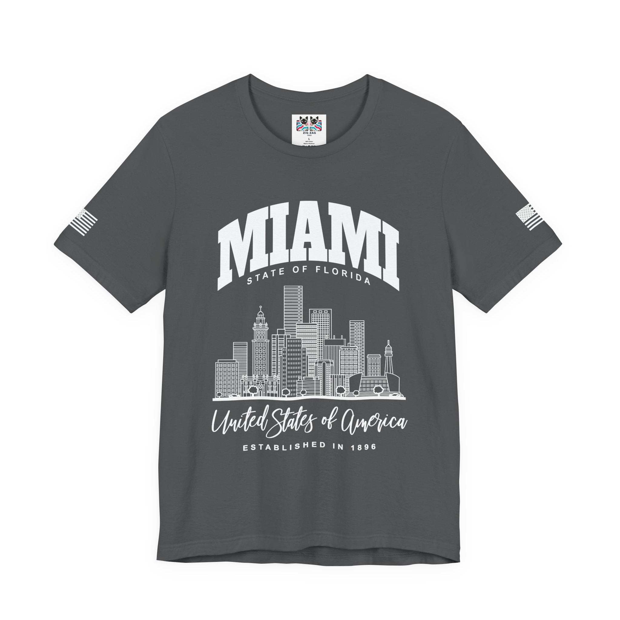 Miami State of Florida USA T-Shirt – Arch Skyline Established 1896 Graphic Tee