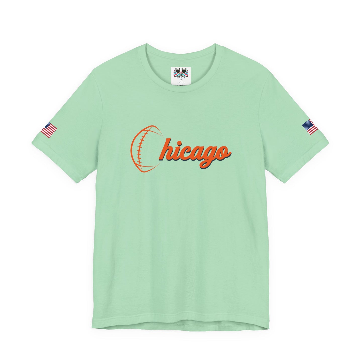 Chicago Football T-Shirt - Simple Orange Script C Bears Colors Minimalist Design