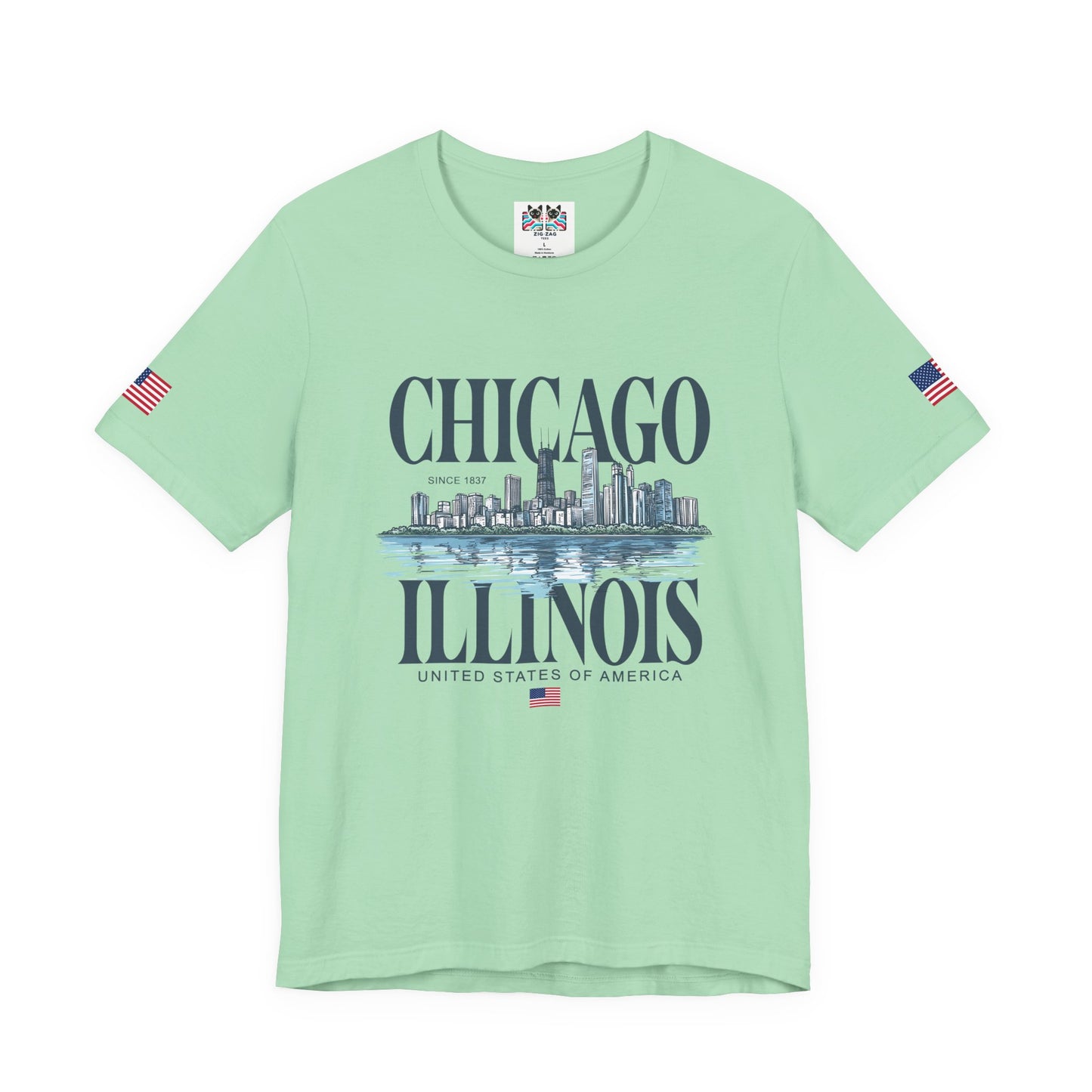 Chicago Illinois T-Shirt - Since 1837 Skyline Lake Michigan United States Design