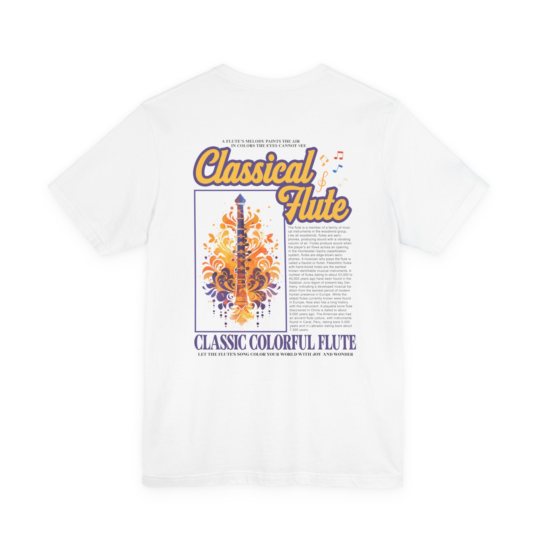 Classic Colorful Flute Music Notes Classical Flute T-Shirt
