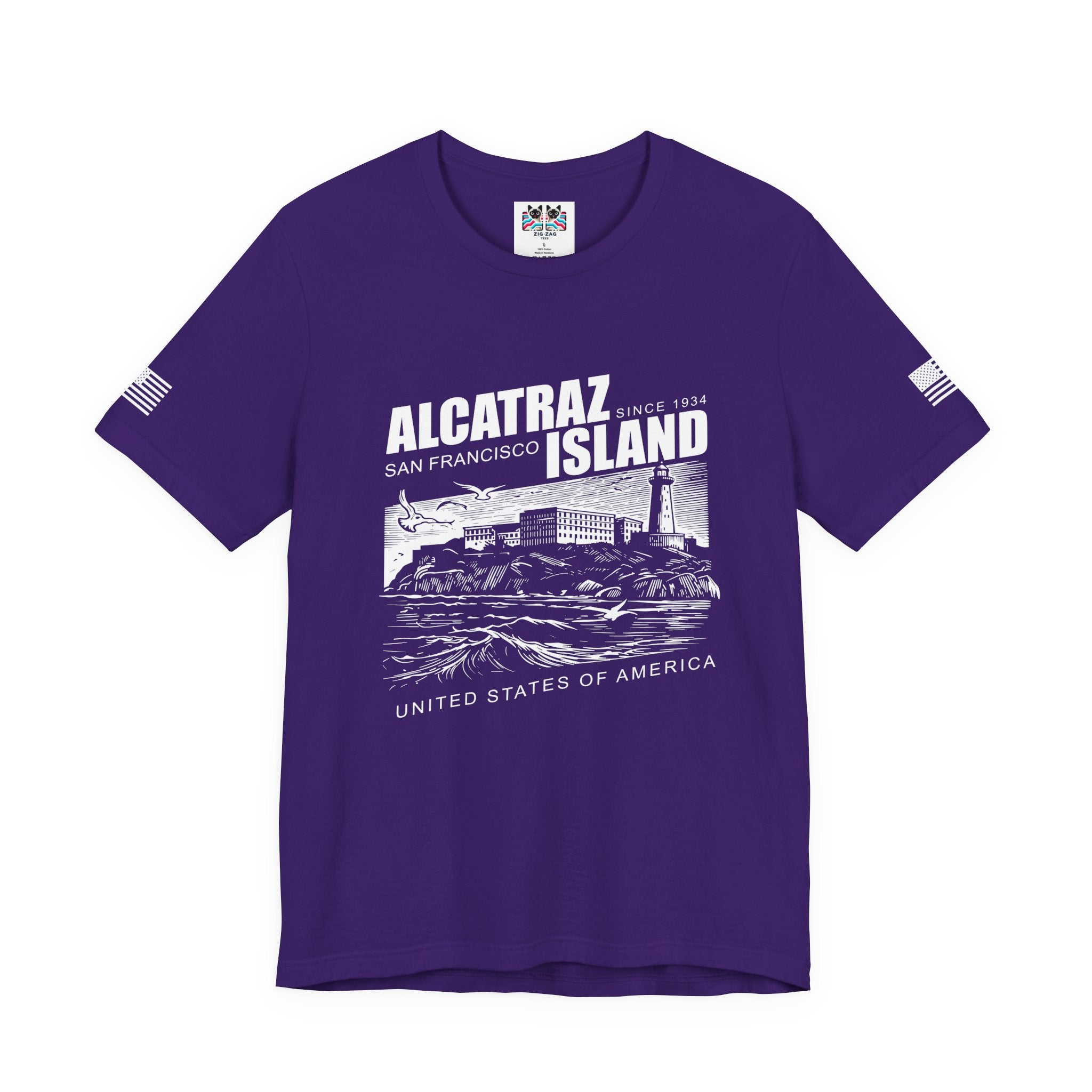 Alcatraz Island San Francisco T-Shirt – Since 1934 Vintage Engraving Style Graphic Tee United States of America