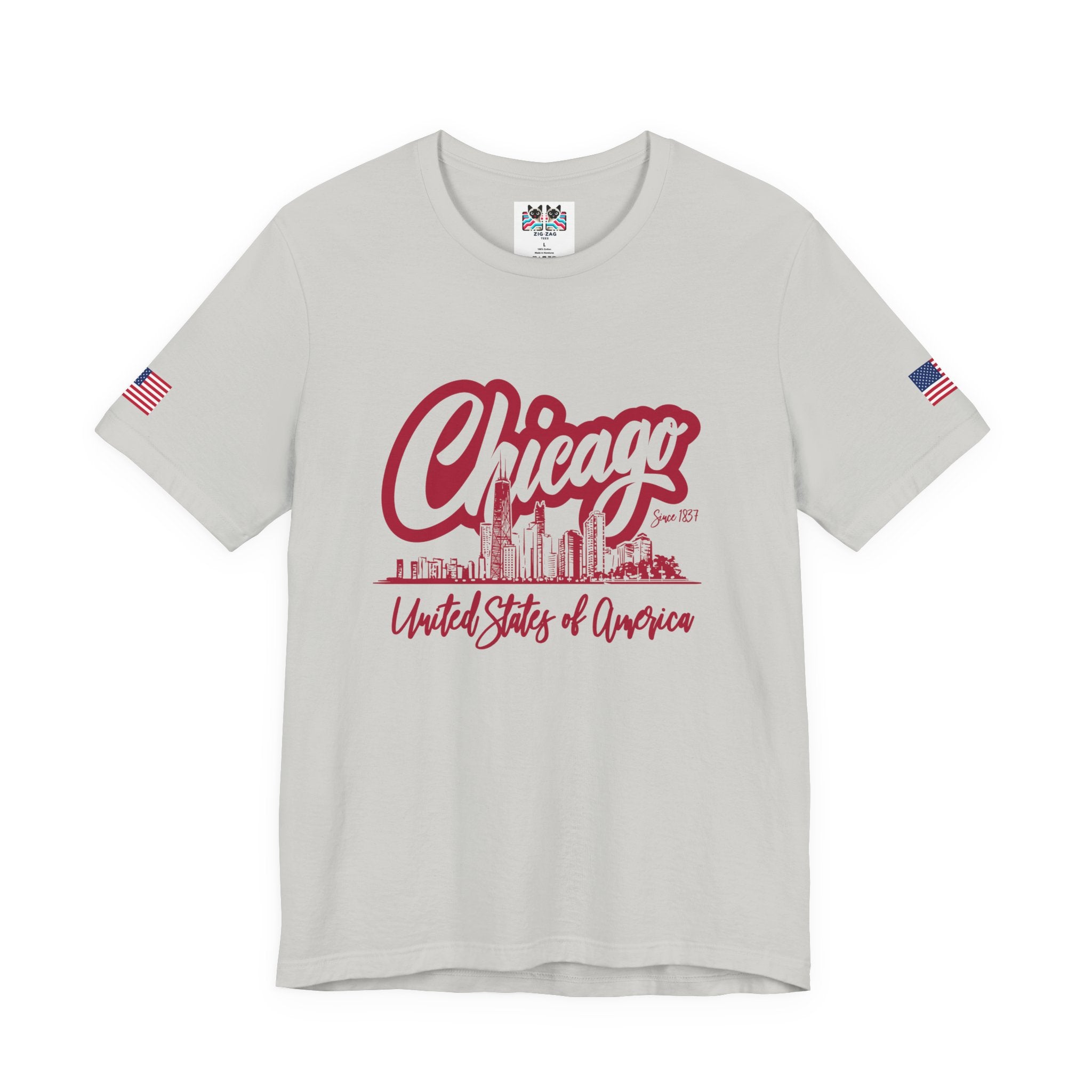 Chicago Since 1837 T-Shirt - Script Illinois United States of America Skyline