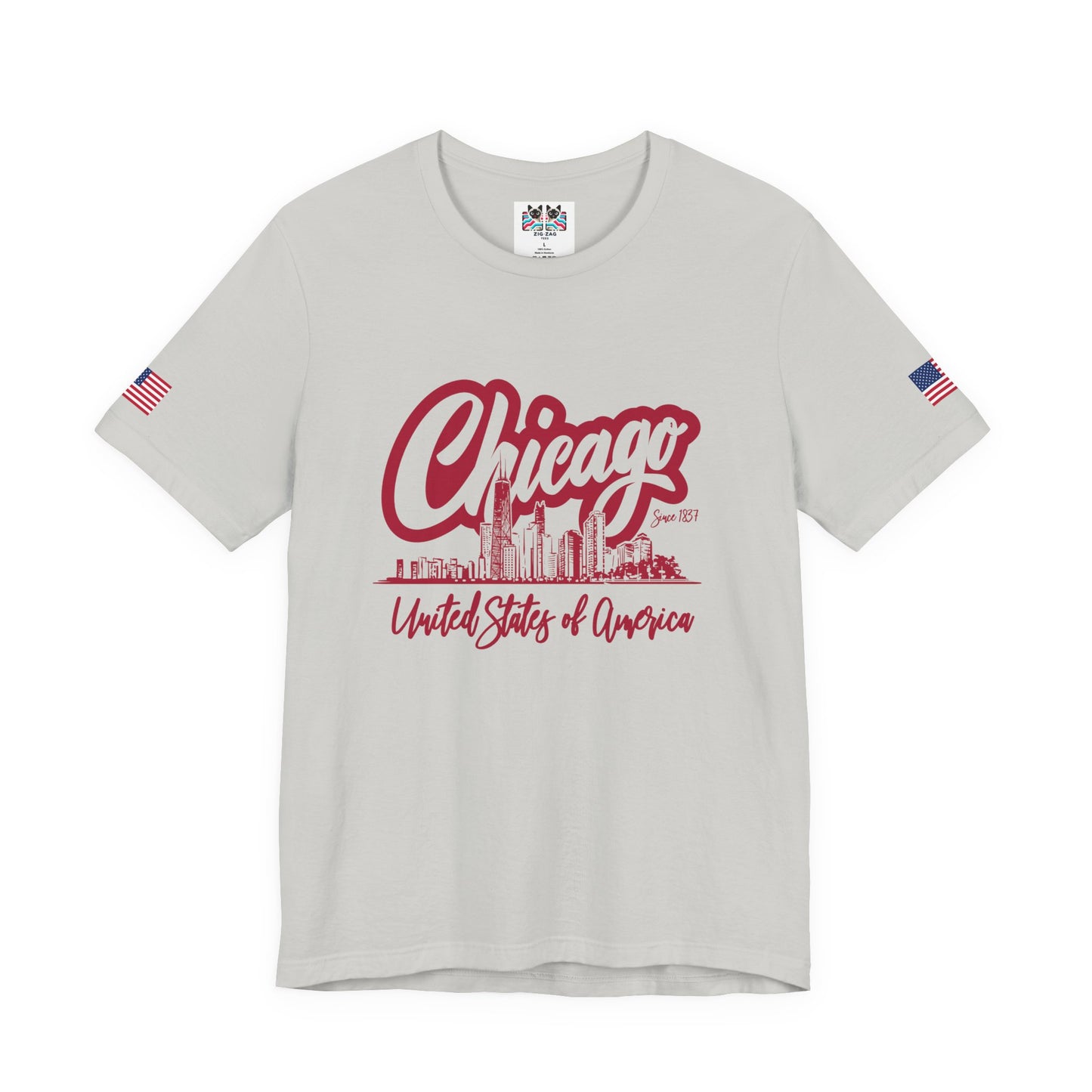 Chicago Since 1837 T-Shirt - Script Illinois United States of America Skyline