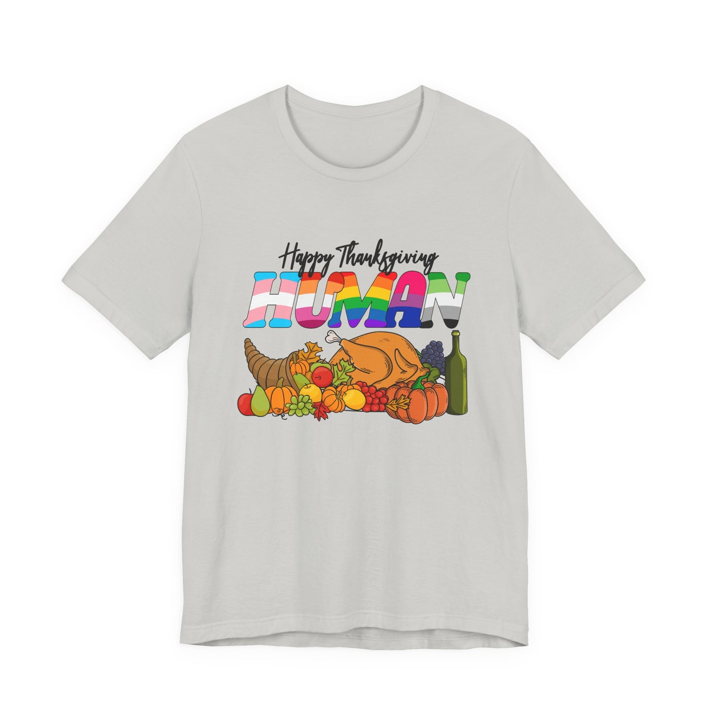 Happy Thanksgiving Human Gradient Text T-Shirt