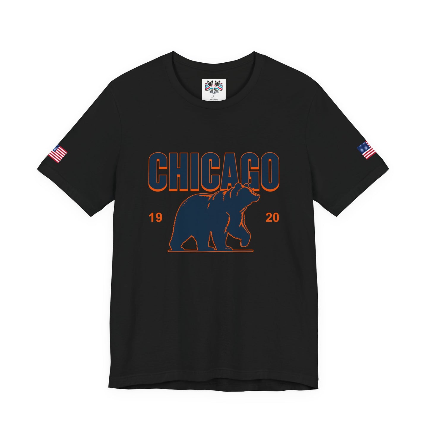 Chicago Bears T-Shirt - Chicago 1920 Orange Navy Blue Bear Mascot Illinois Design