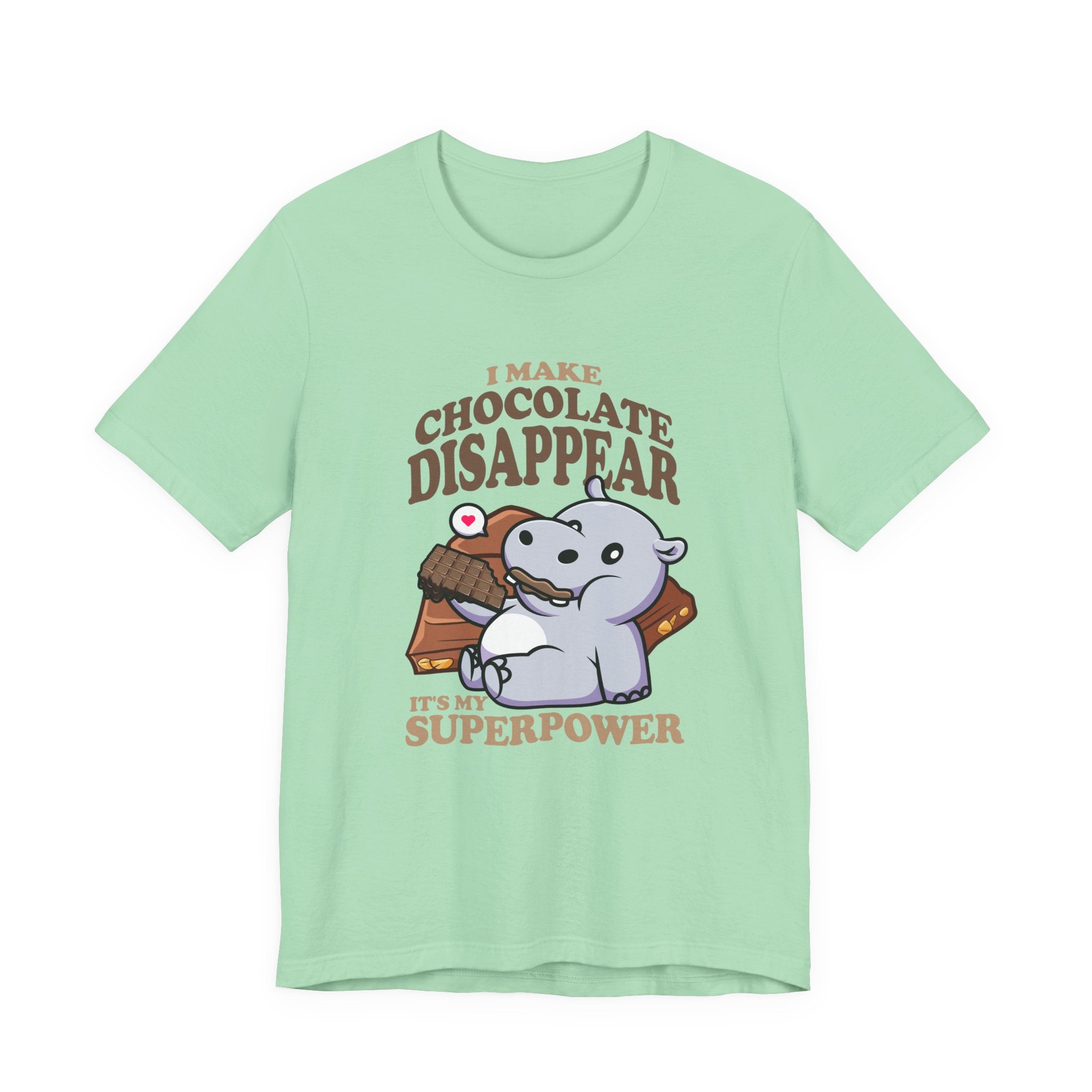 I Make Chocolate Disappear T-Shirt – Adorable Baby Rhino With Chocolate Funny Super Power Graphic Tee