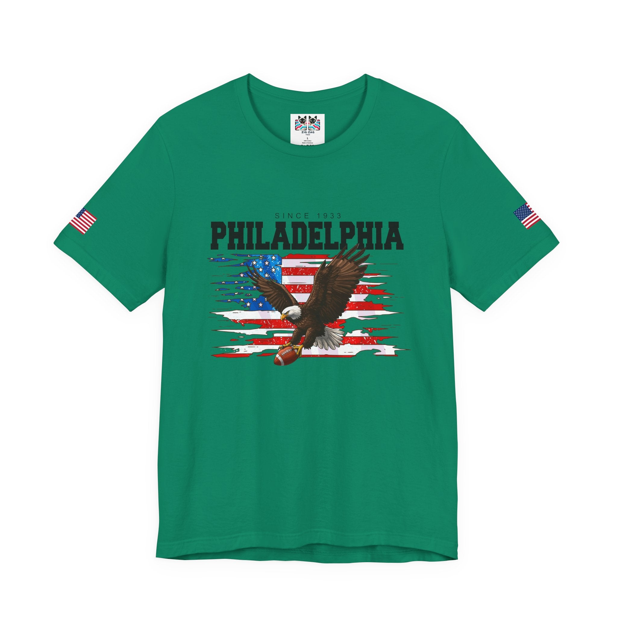 Philadelphia Eagles Since 1933 Bald Eagle American Flag Football T-Shirt | Patriotic Philly Fan Shirt | Game Day Tee