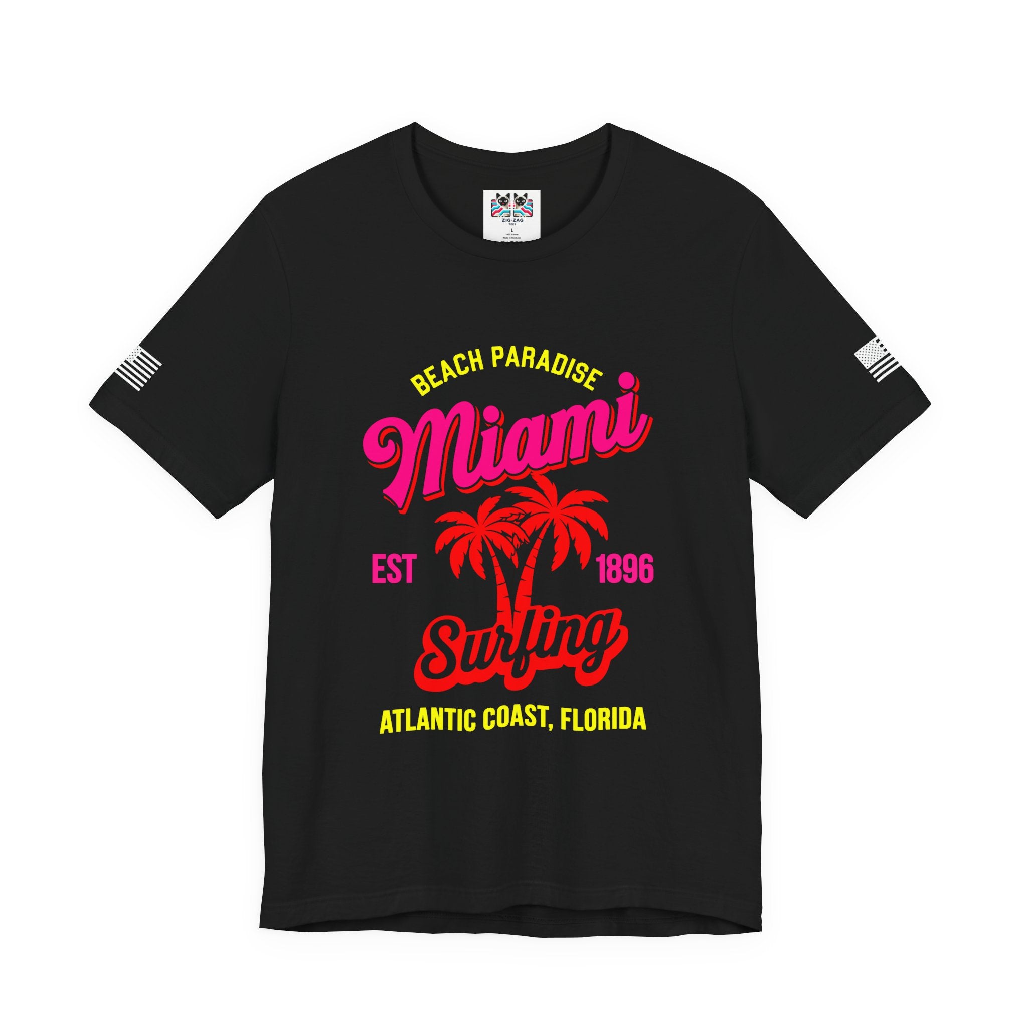 Miami Beach Paradise Surfing T-Shirt – EST 1896 Atlantic Coast Florida Retro Tee