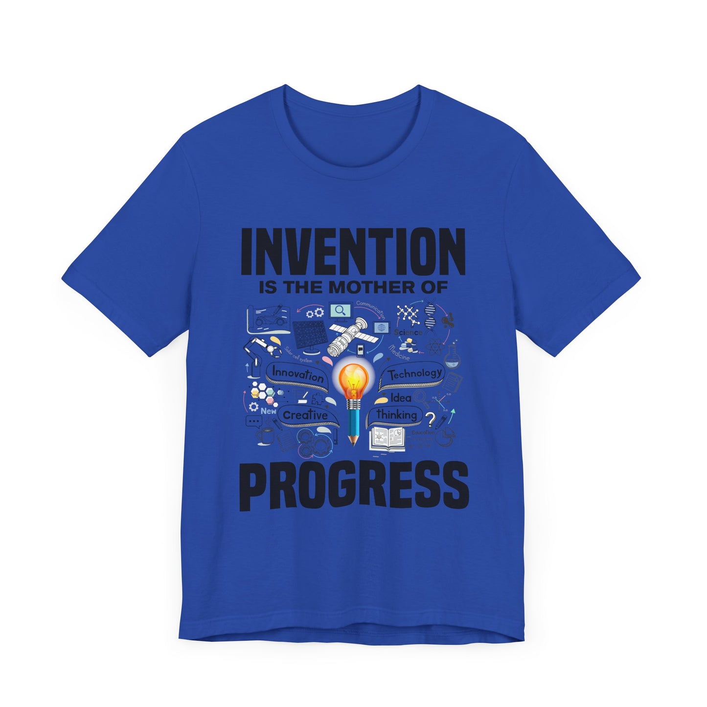 Invention is the Mother of Progress Tee, Innovation Quote Shirt, Science History Top, Progress Driven Graphic Tee, STEM Gift