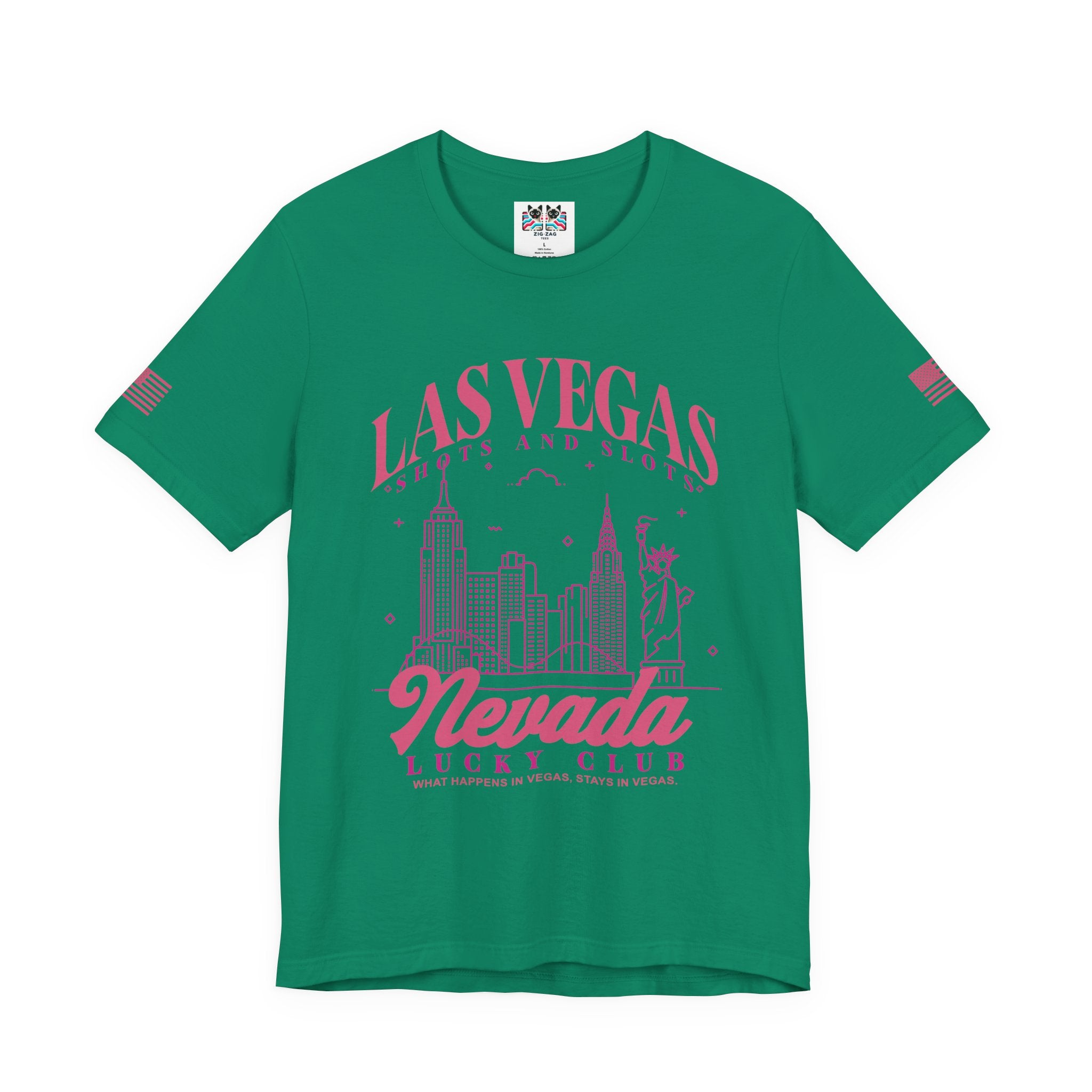 Las Vegas Shots and Slots Nevada Lucky Club T-Shirt – Vegas Skyline Pink Tee