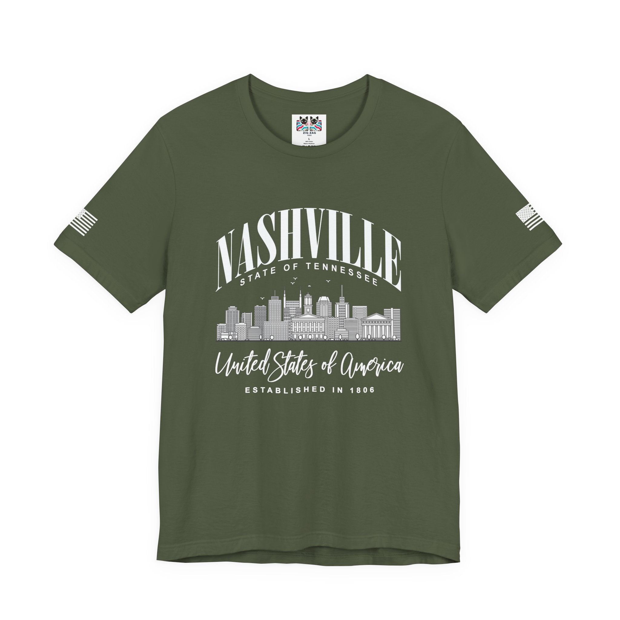 Nashville State of Tennessee T-Shirt – Arched Skyline United States of America Established 1806 Graphic Tee