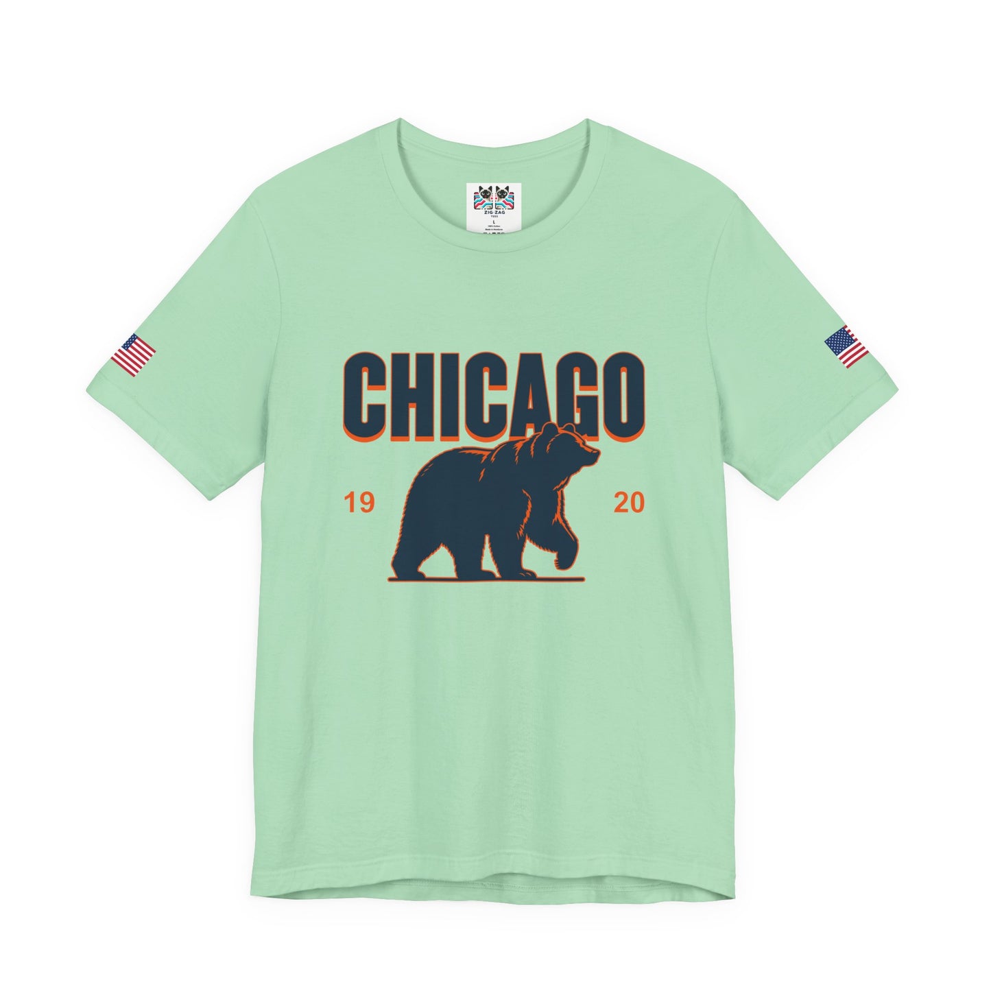 Chicago Bears T-Shirt - Chicago 1920 Orange Navy Blue Bear Mascot Illinois Design