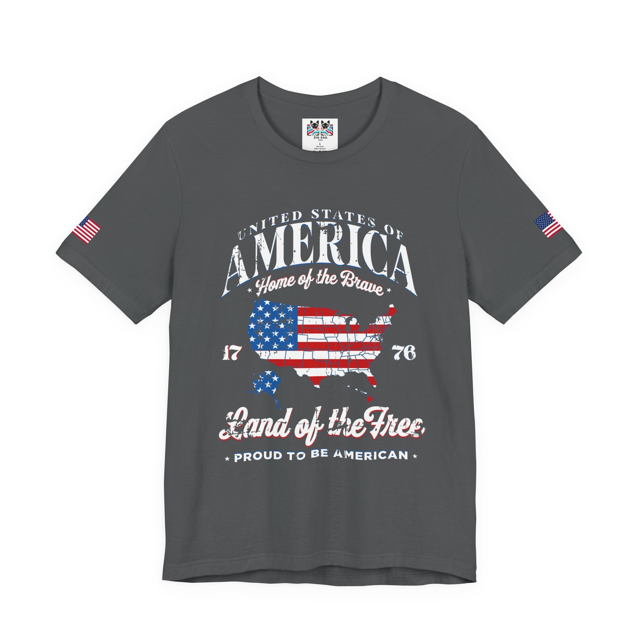 America Home of the Brave T-Shirt – USA Map 1776 Vintage Patriotic Graphic Tee